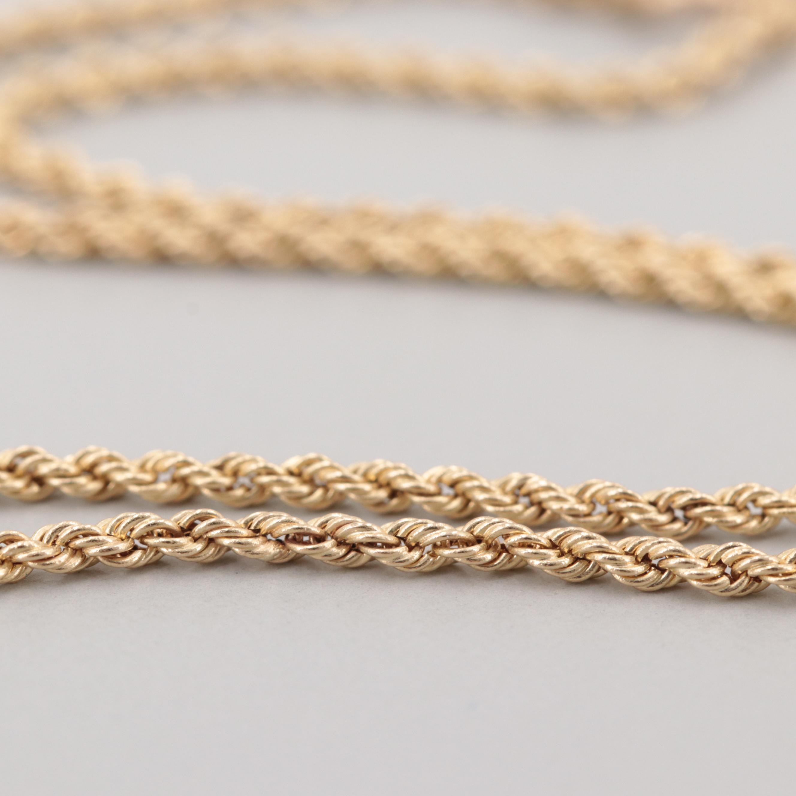 10K Yellow Gold Rope Necklace and Bracelet