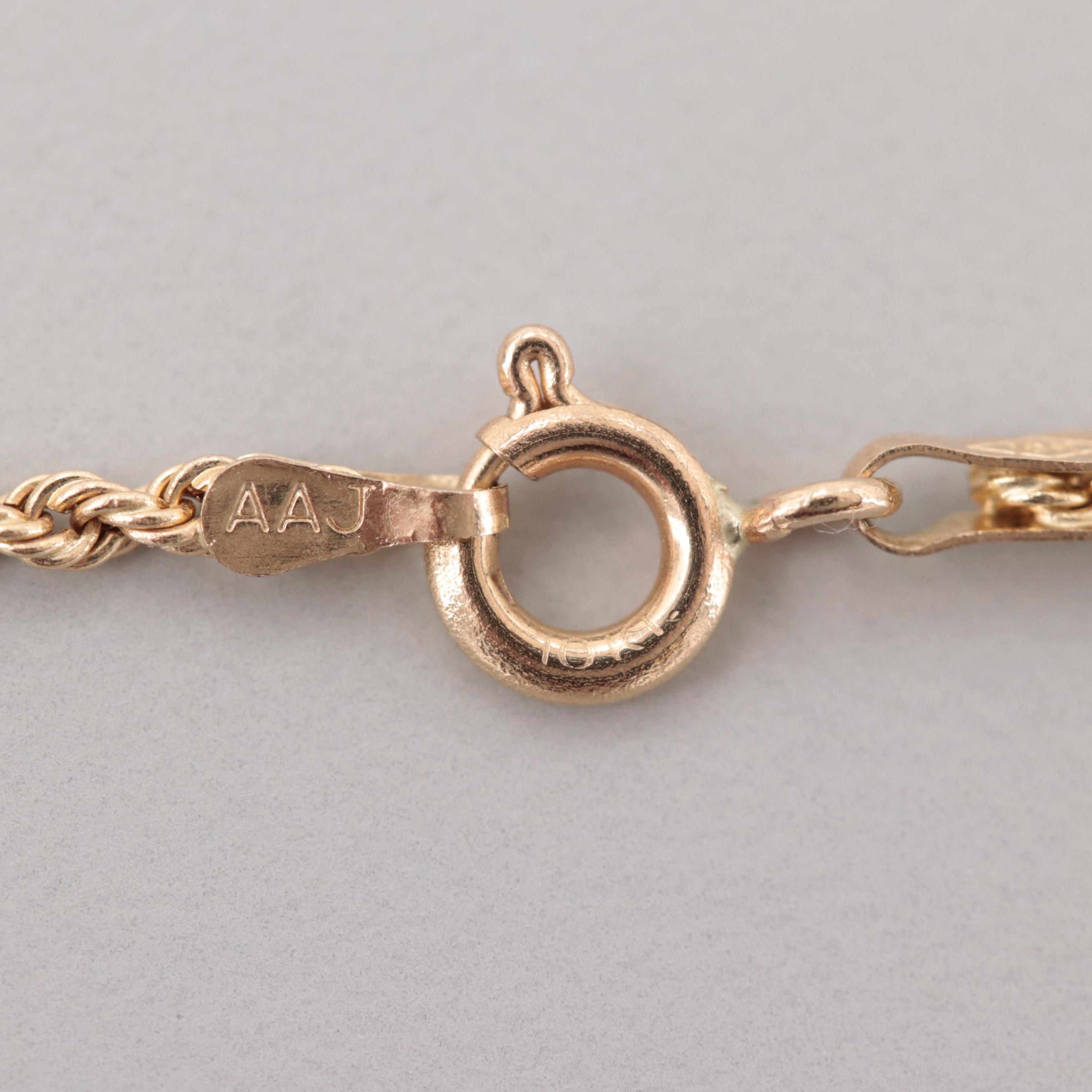 10K Yellow Gold Rope Necklace and Bracelet