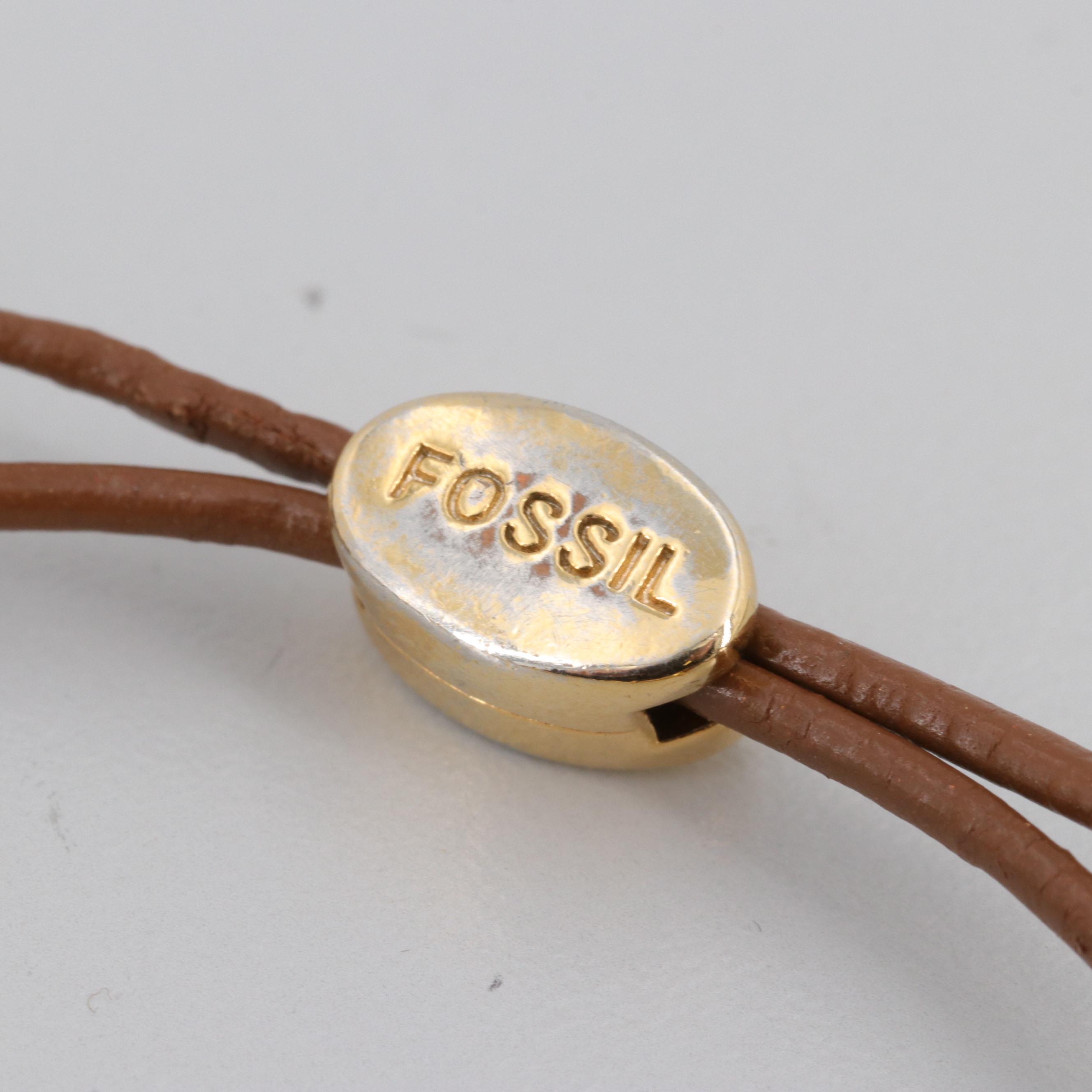 Fossil Gold Tone Glass Adjustable Bracelet