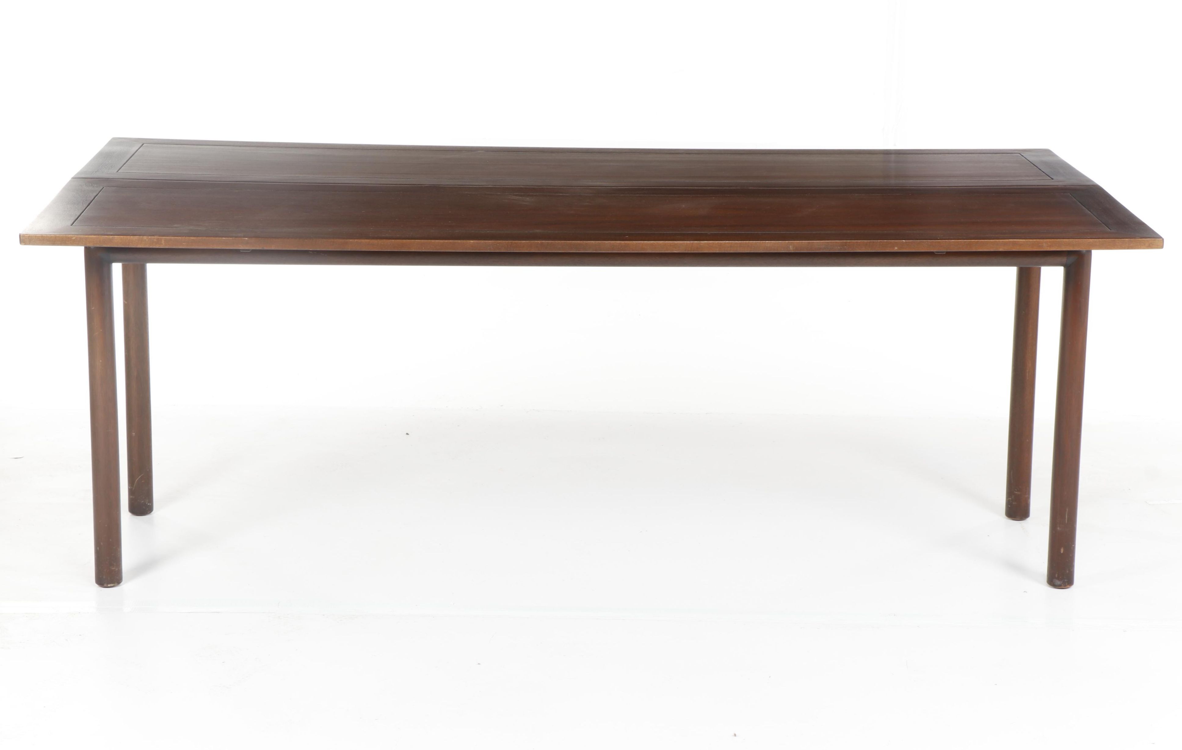 Harvey Probber-Style Flip Top Console Dining Table with Carved Decor