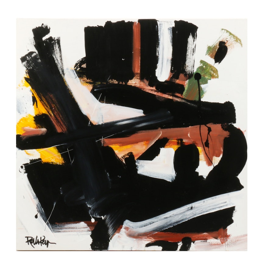 Robbie Kemper Abstract Acrylic Painting "Warms Under Black"
