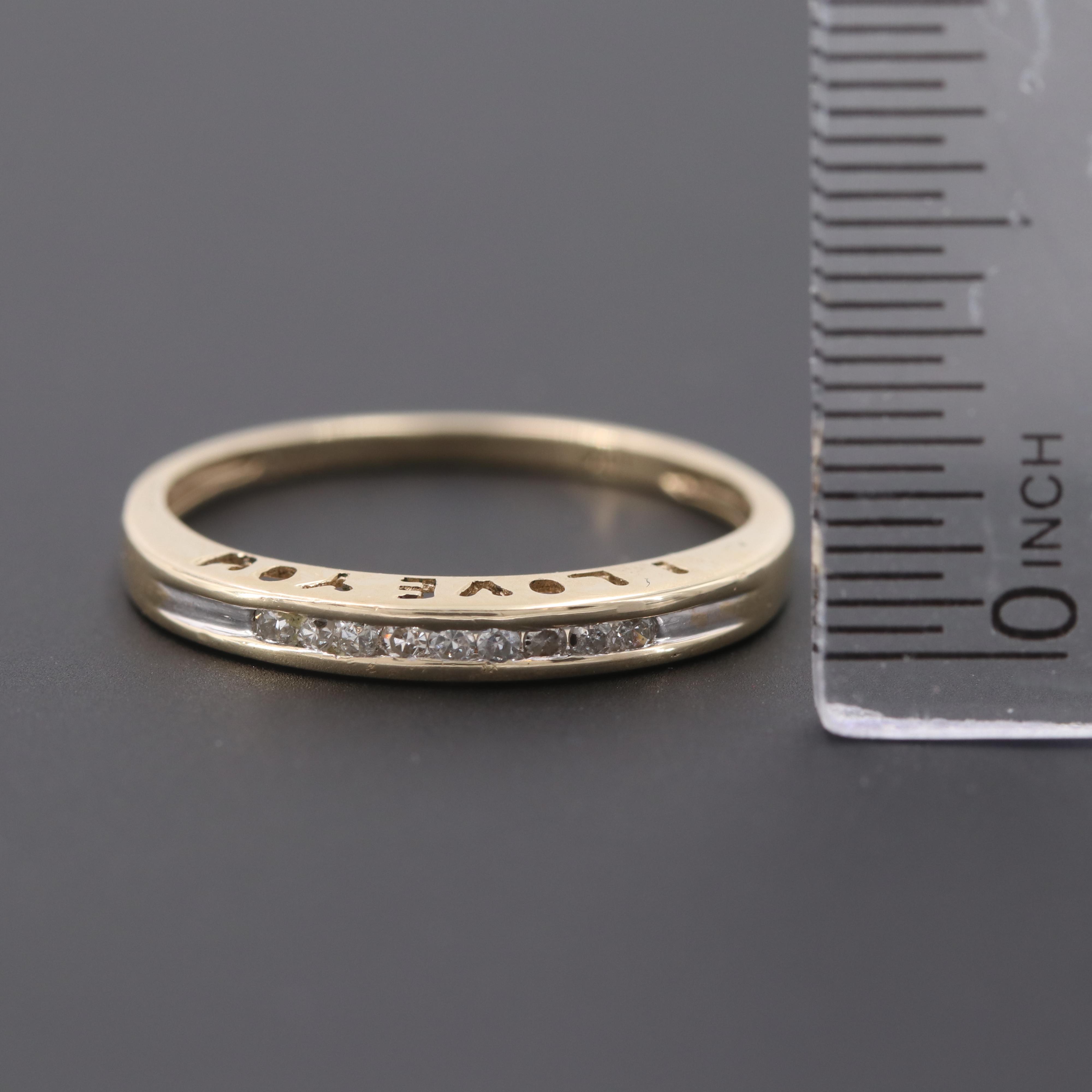 10K Yellow Gold Diamond "I Love You" Ring