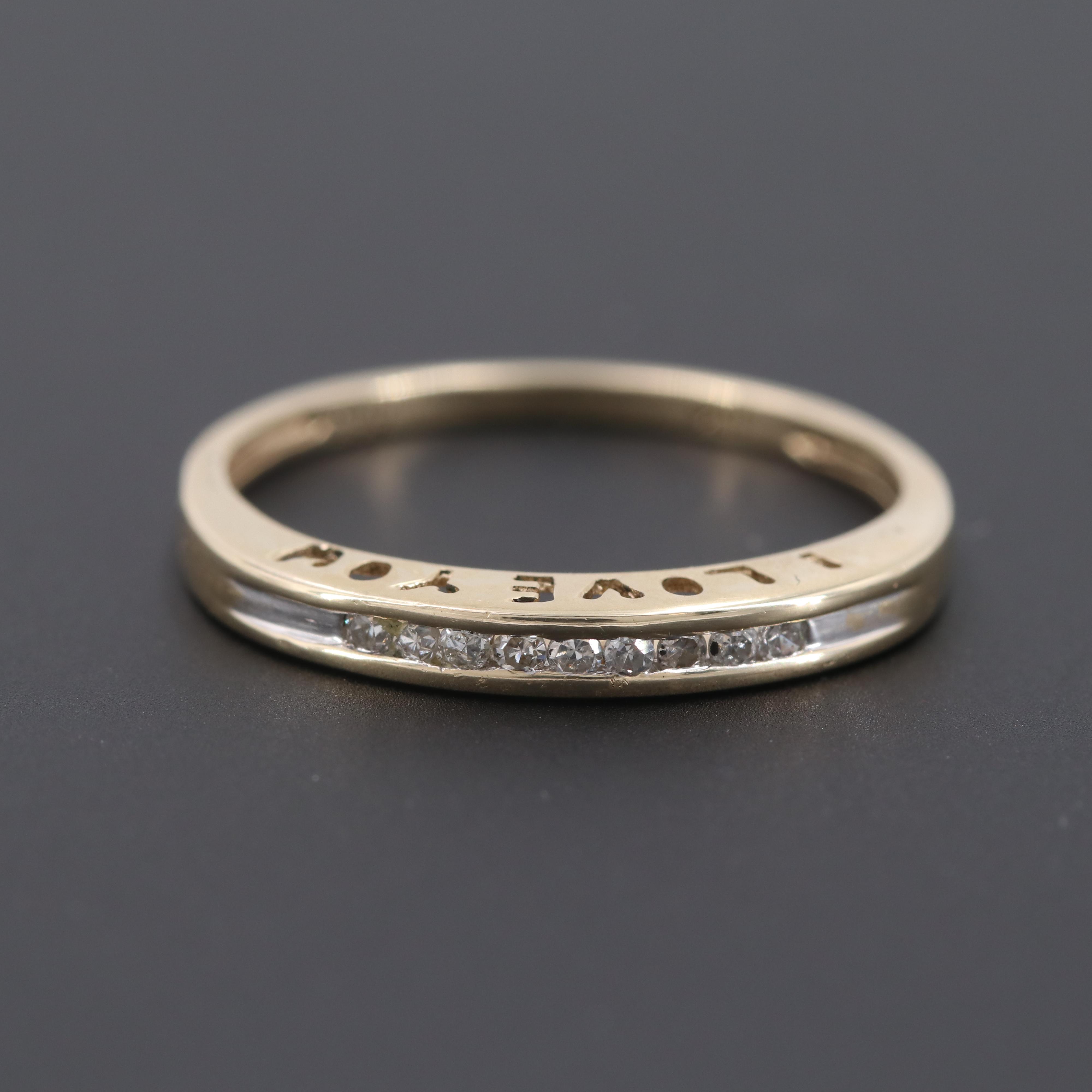 10K Yellow Gold Diamond "I Love You" Ring