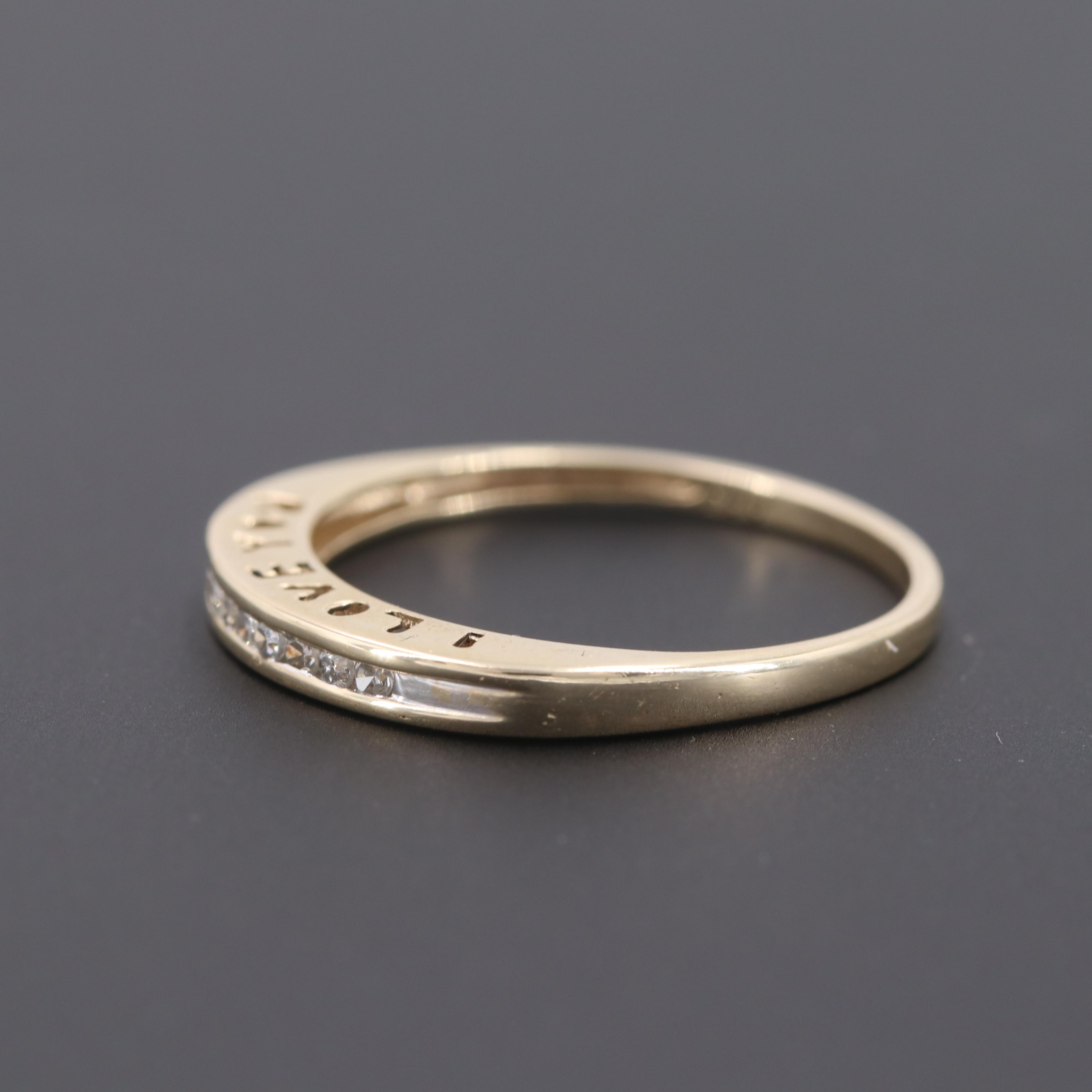 10K Yellow Gold Diamond "I Love You" Ring