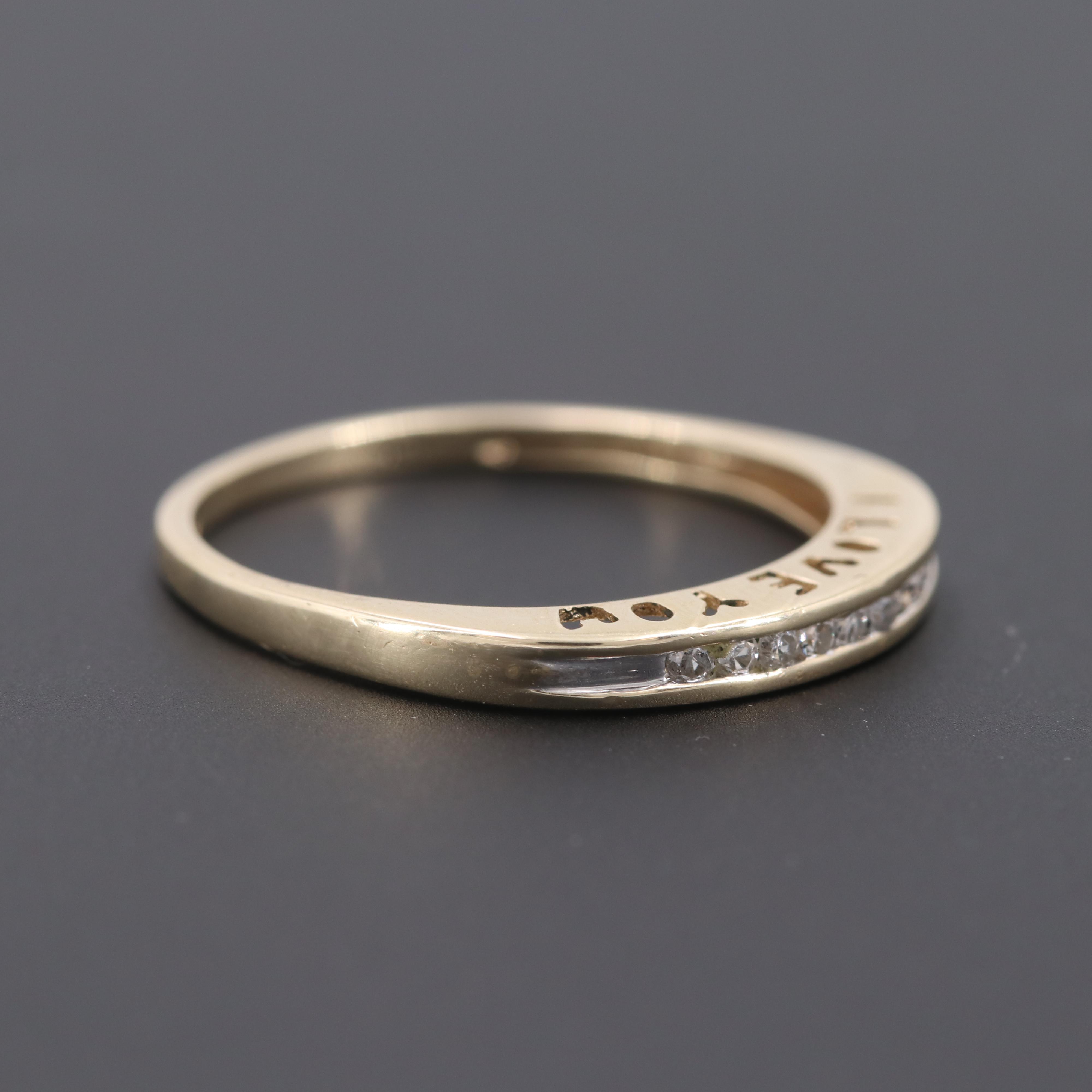 10K Yellow Gold Diamond "I Love You" Ring