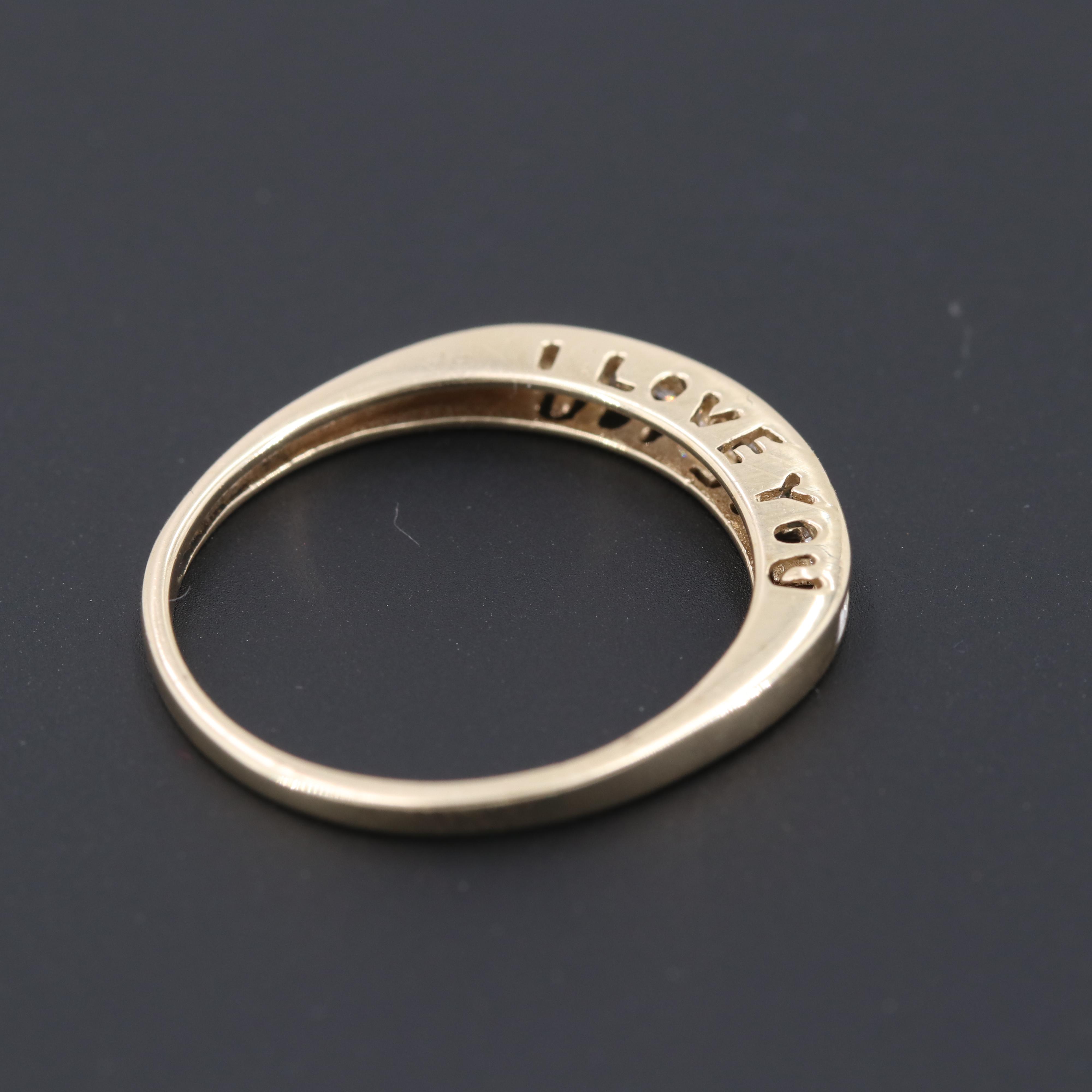 10K Yellow Gold Diamond "I Love You" Ring