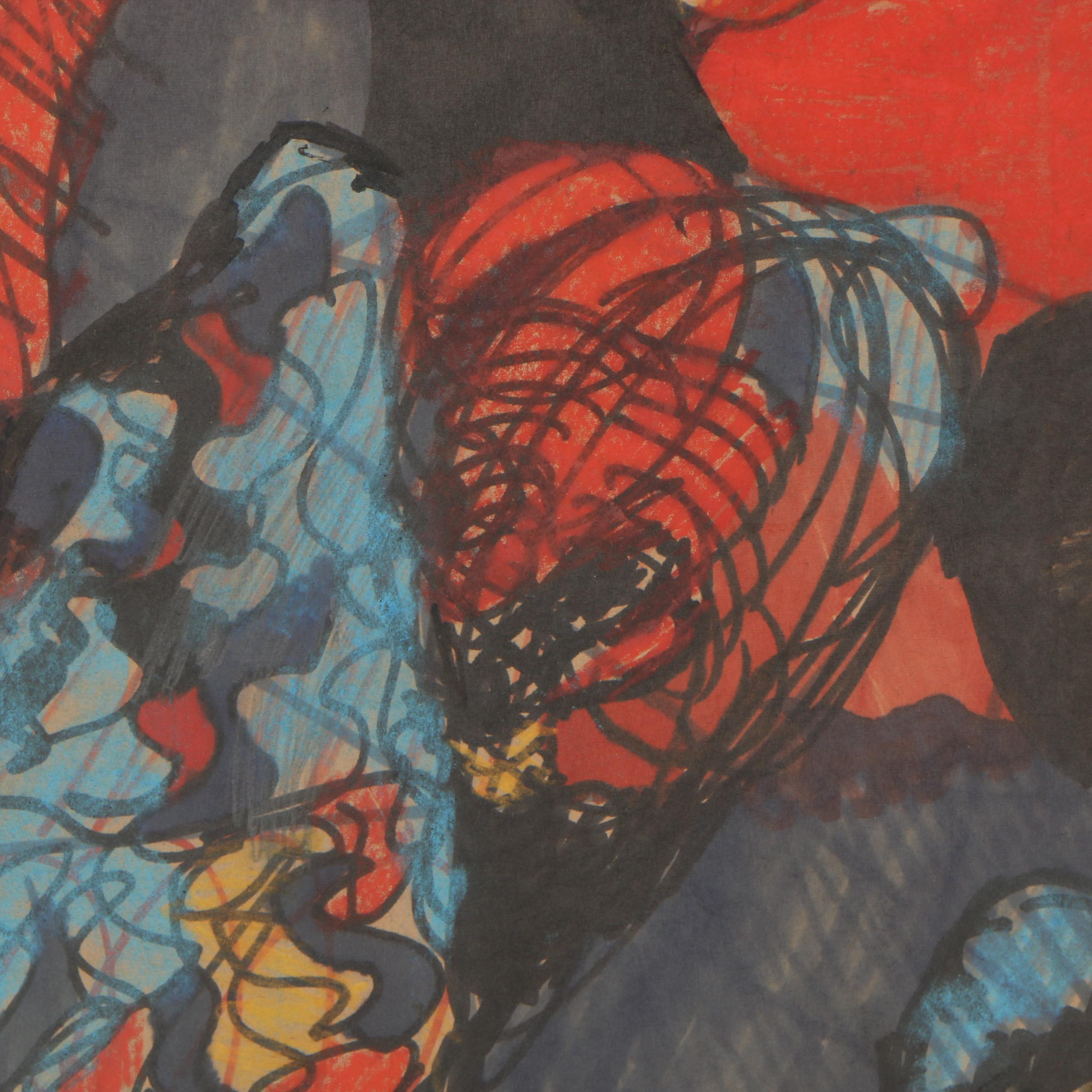 Oscar Murillo Abstract Mixed Media Drawing