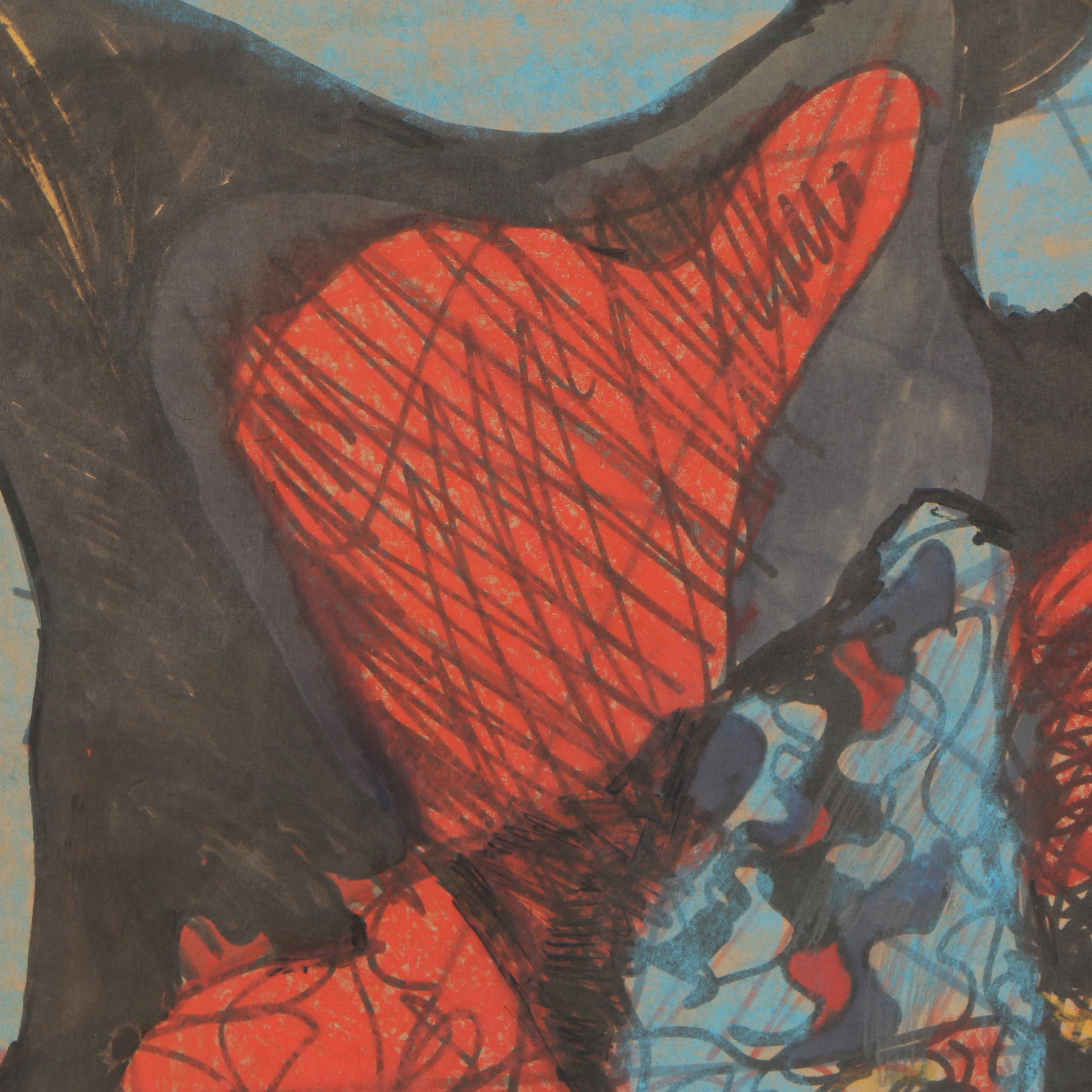 Oscar Murillo Abstract Mixed Media Drawing