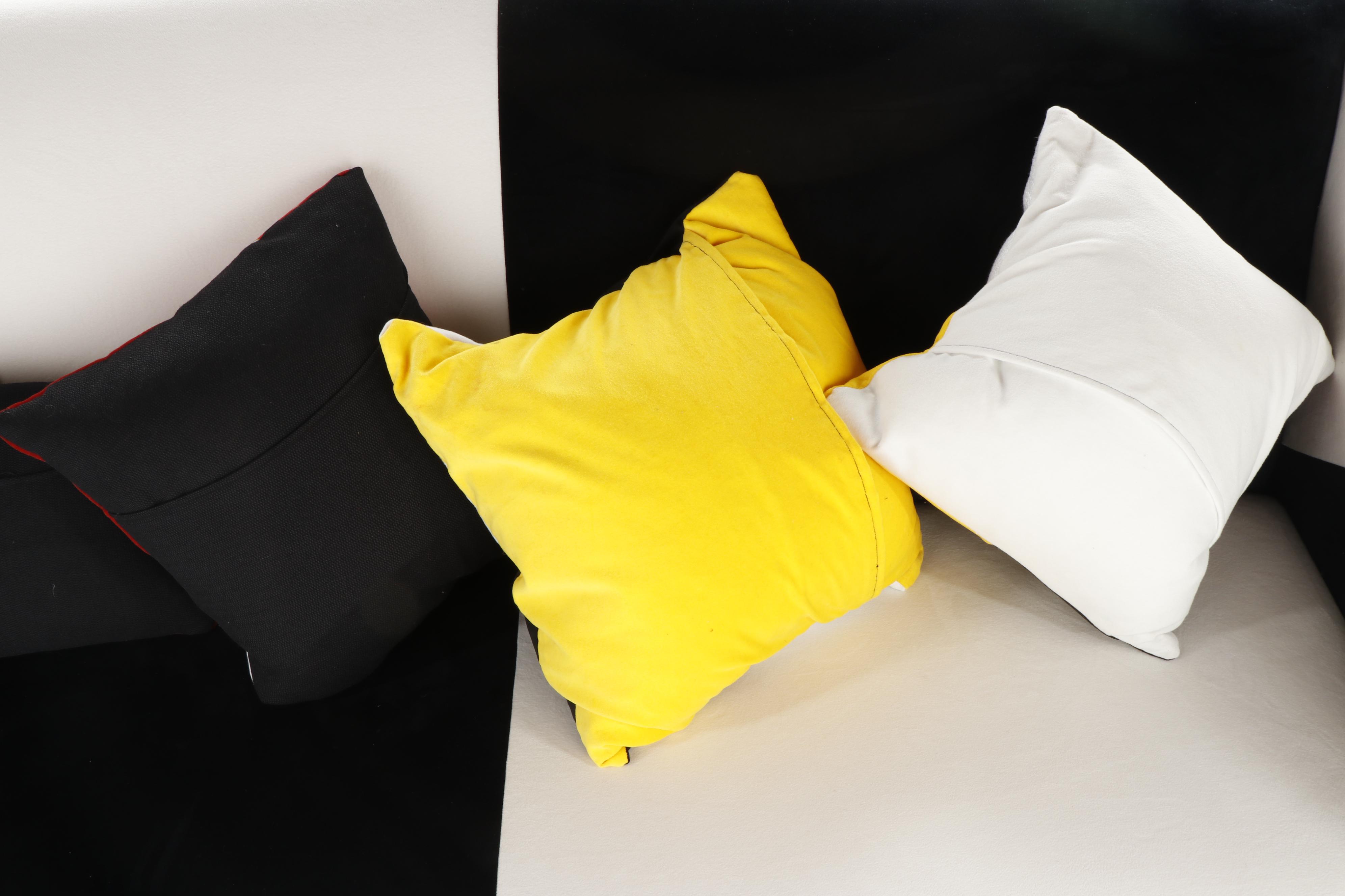 Checkerboard and Bold Print Custom Upholstered Settee