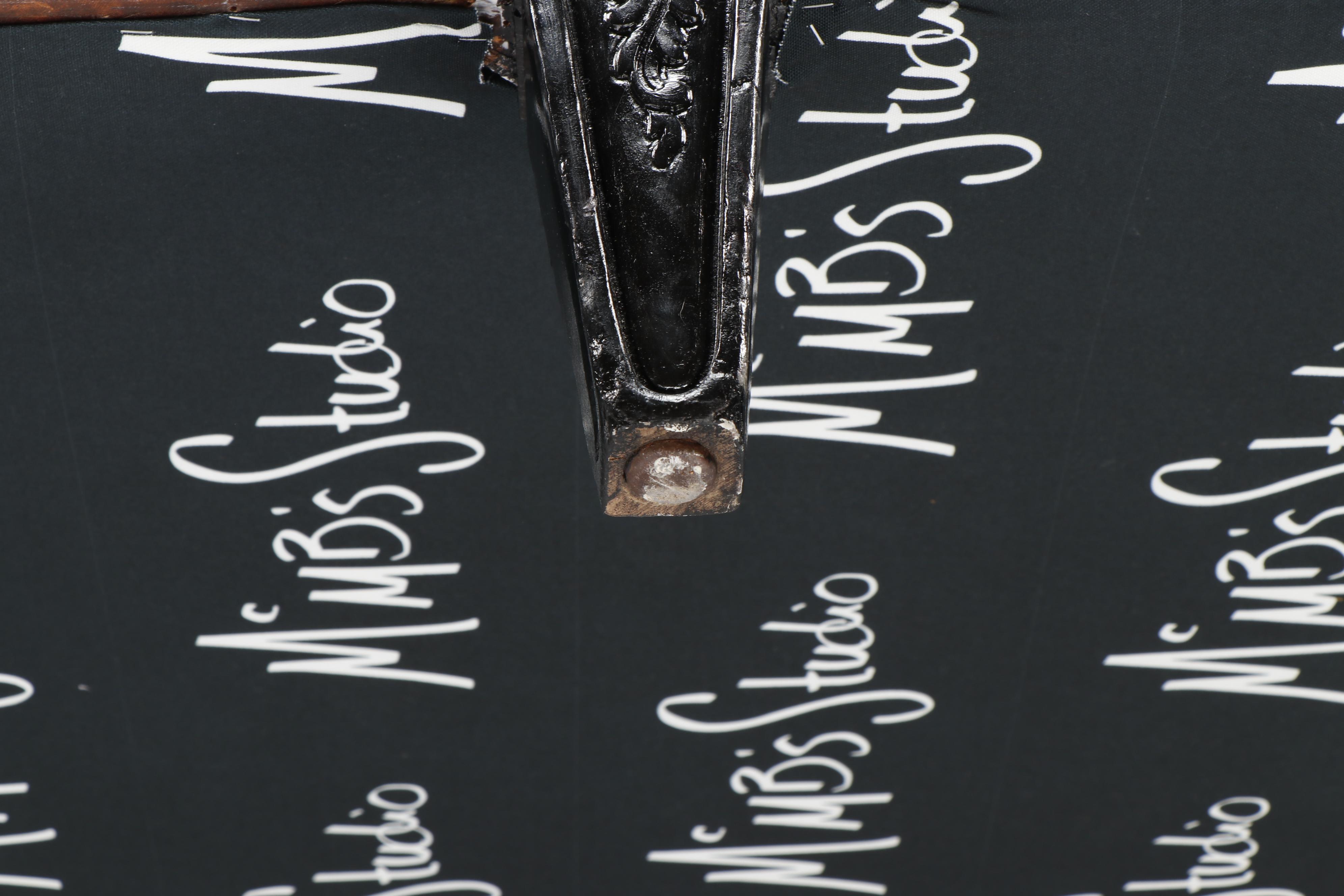 Checkerboard and Bold Print Custom Upholstered Settee