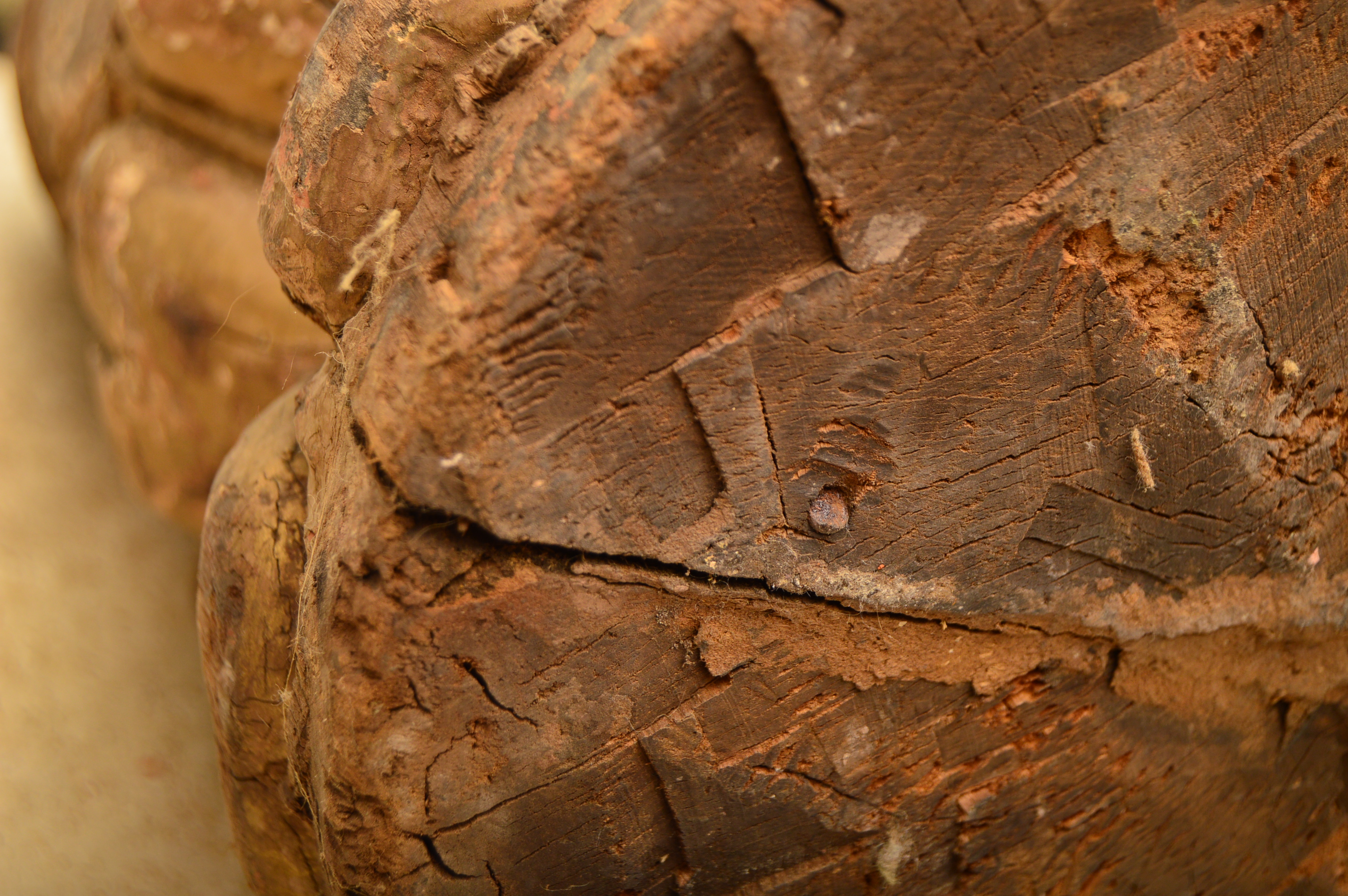 Antique Polychromed Wood Carving of Buddha