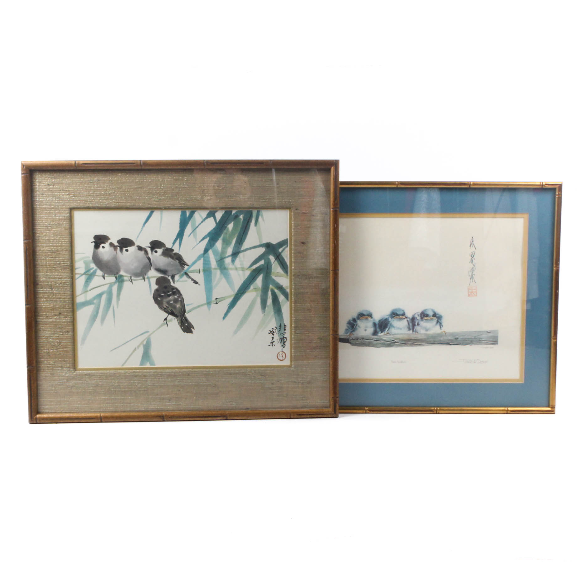 Chinese Avian Prints Including Frank T. Gee "Three Swallows"