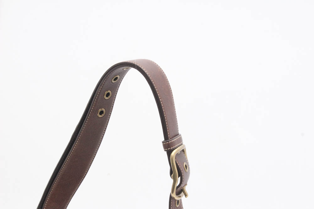 Coach Dark Brown Pebbled Leather Shoulder Bag