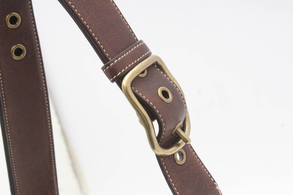 Coach Dark Brown Pebbled Leather Shoulder Bag