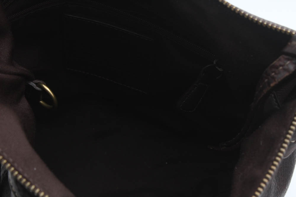 Coach Dark Brown Pebbled Leather Shoulder Bag