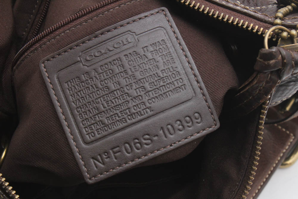 Coach Dark Brown Pebbled Leather Shoulder Bag