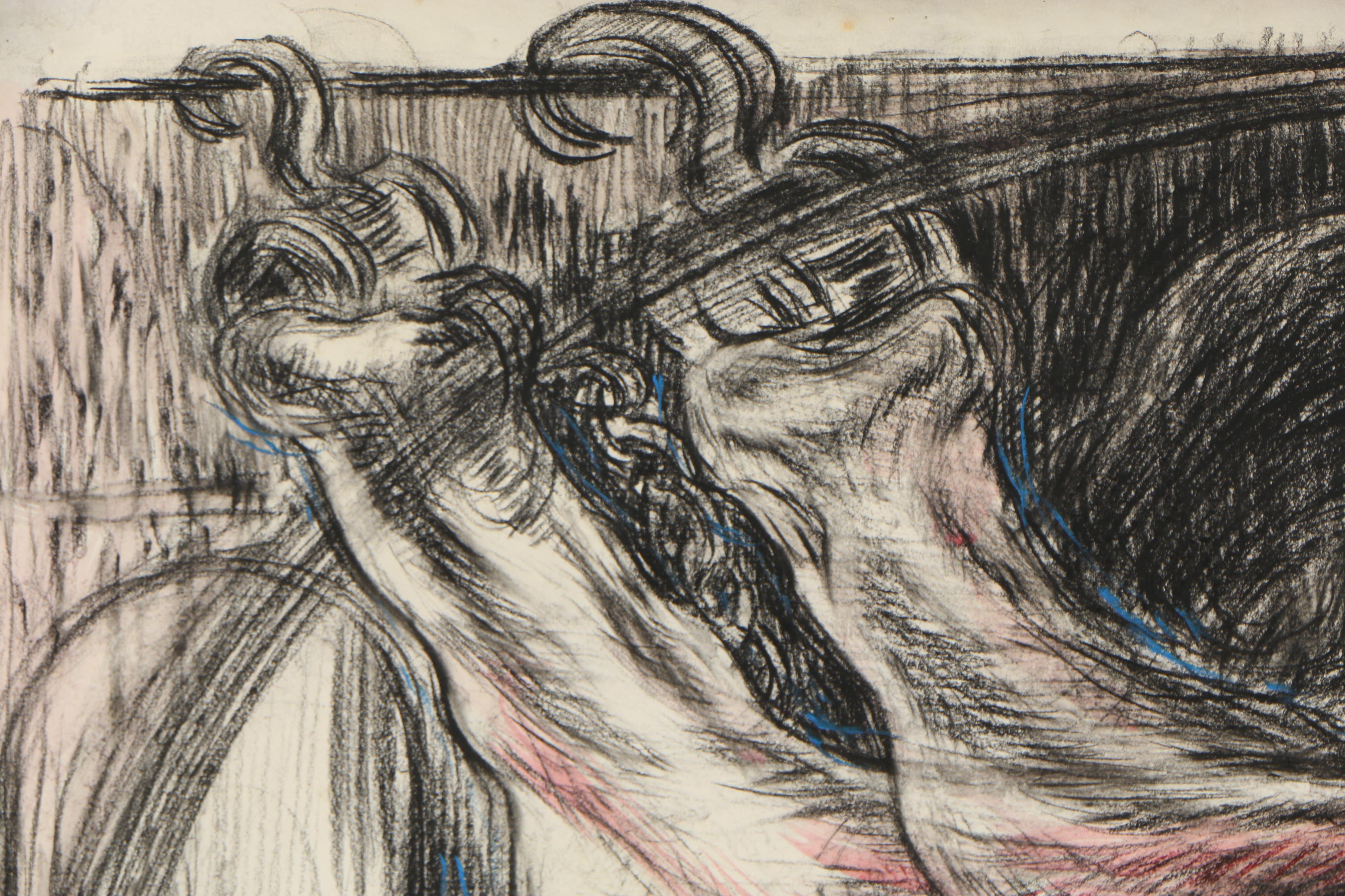 Esther Liu 1980 Pastel Figural Drawing