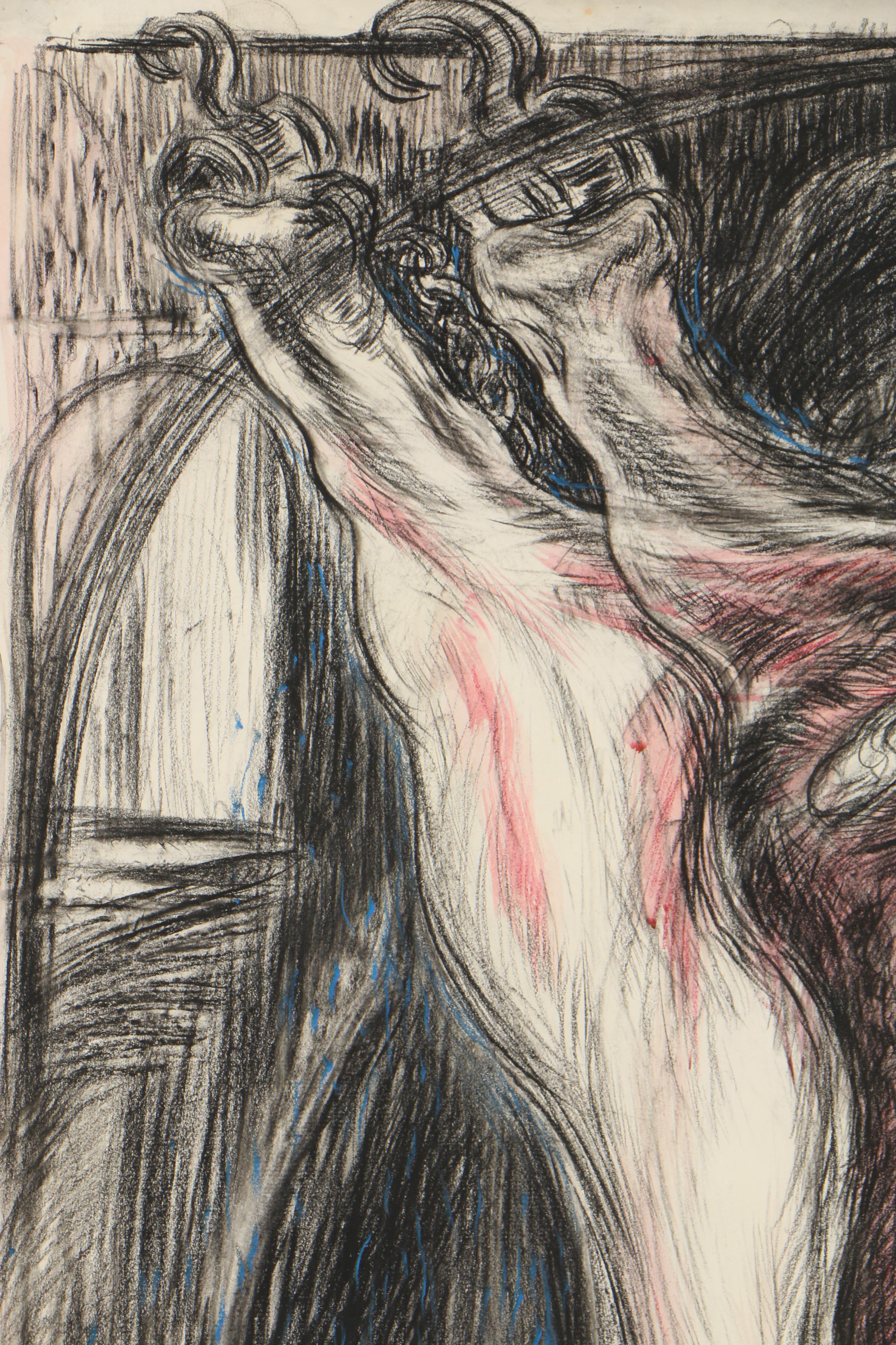 Esther Liu 1980 Pastel Figural Drawing