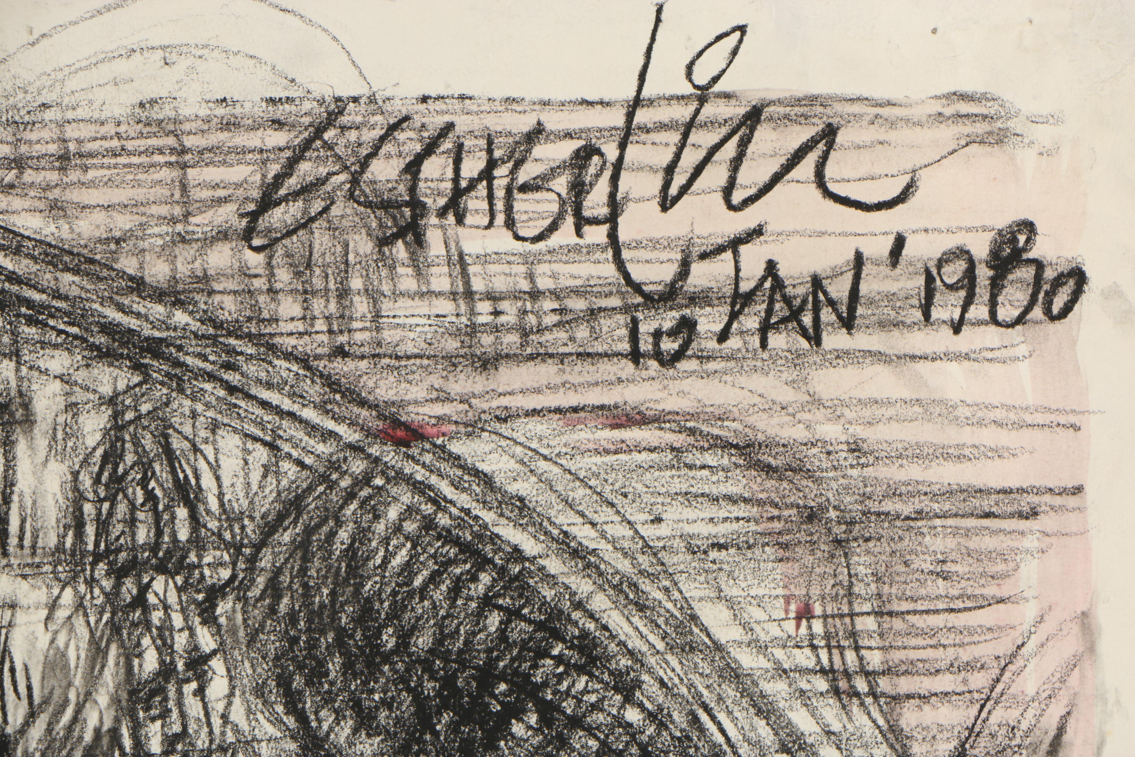 Esther Liu 1980 Pastel Figural Drawing