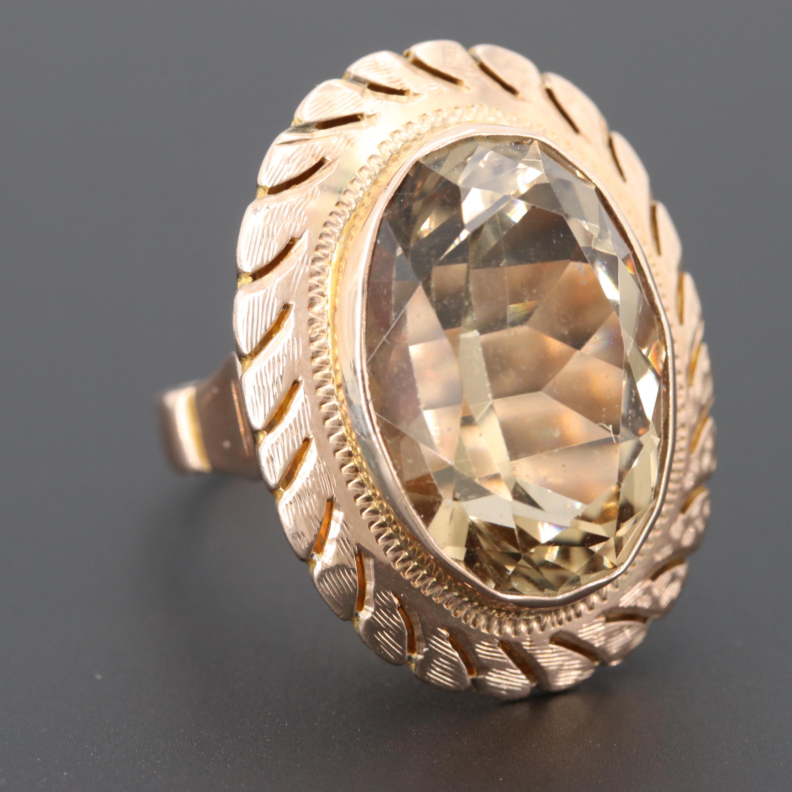 Vintage 10K Rose Gold Citrine Ring