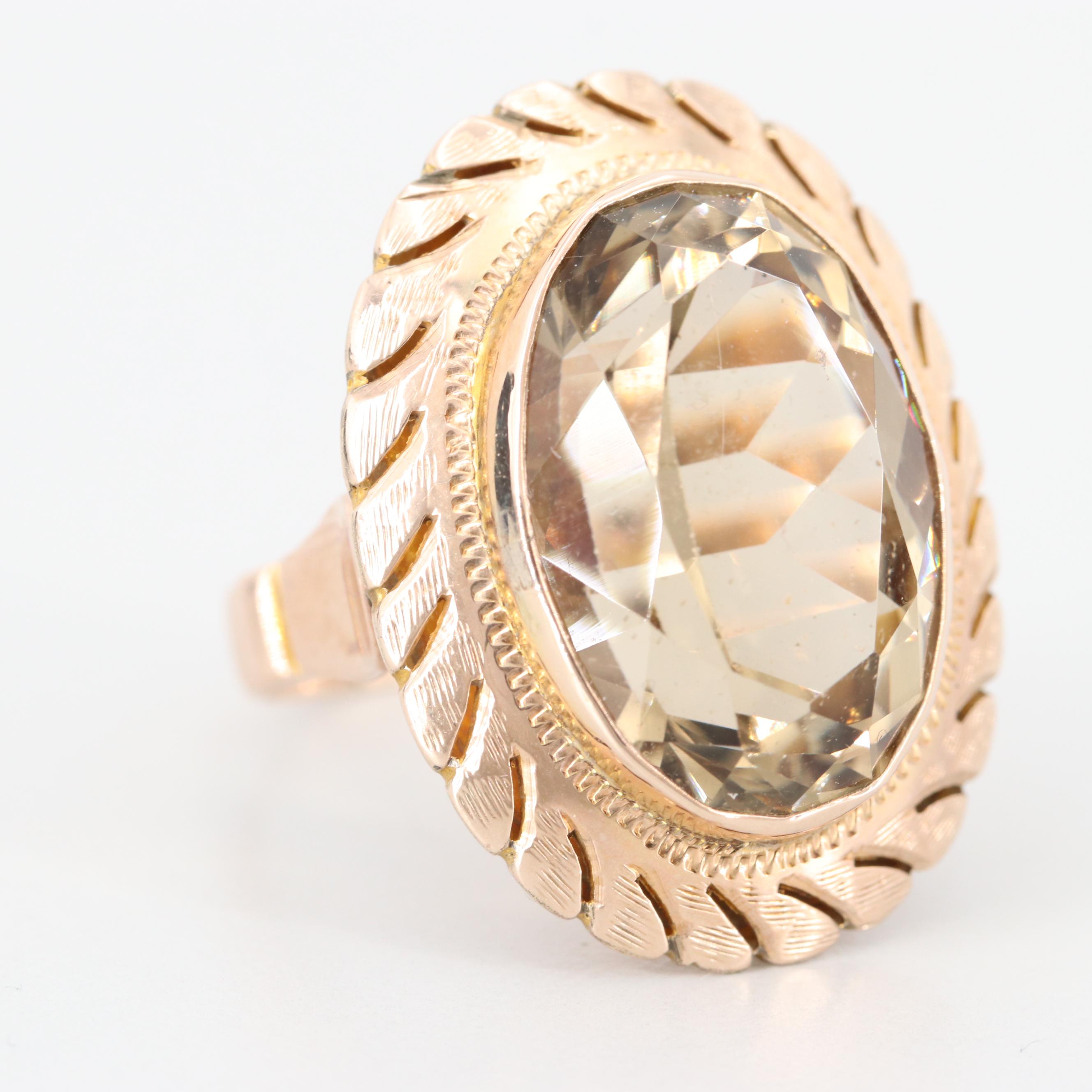 Vintage 10K Rose Gold Citrine Ring