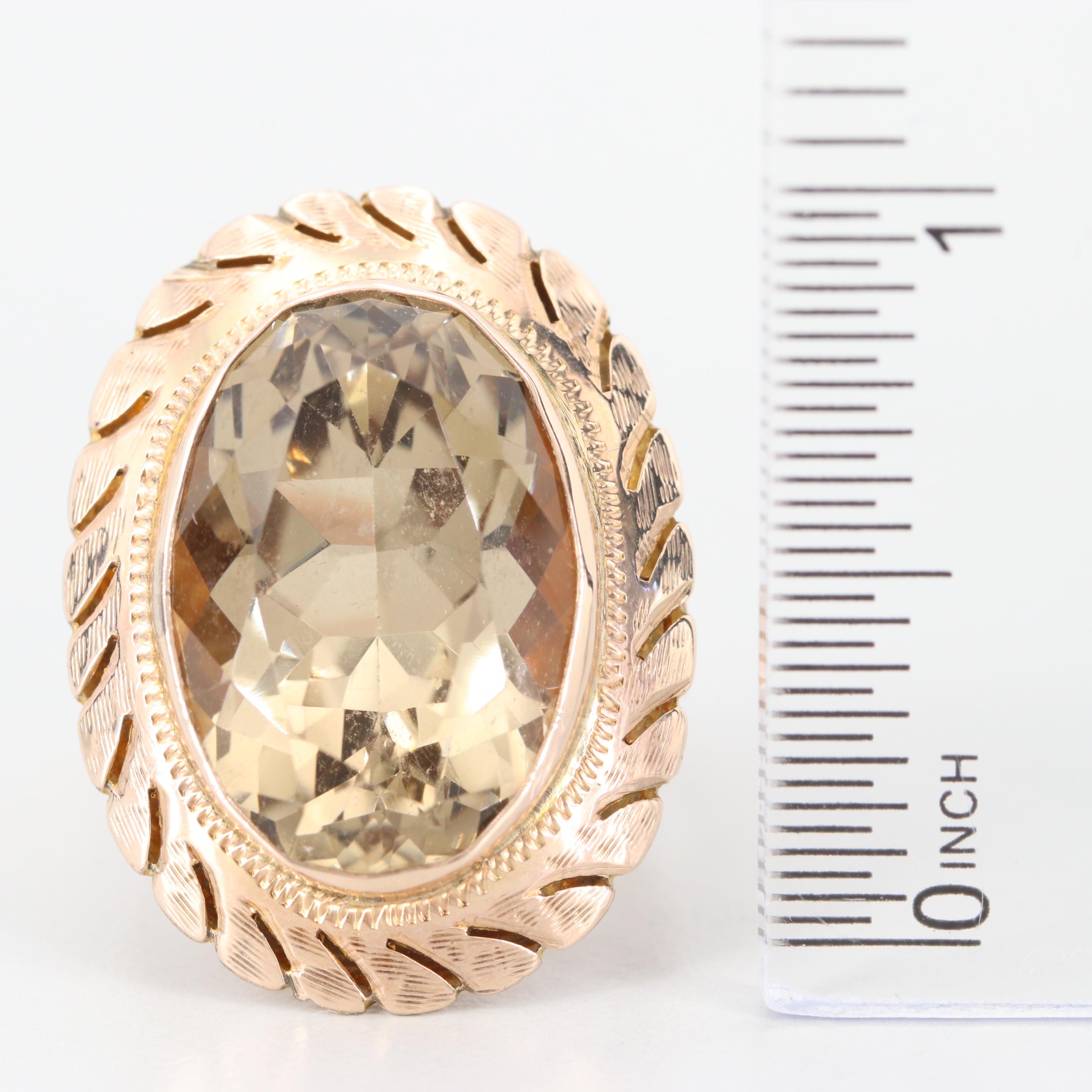 Vintage 10K Rose Gold Citrine Ring