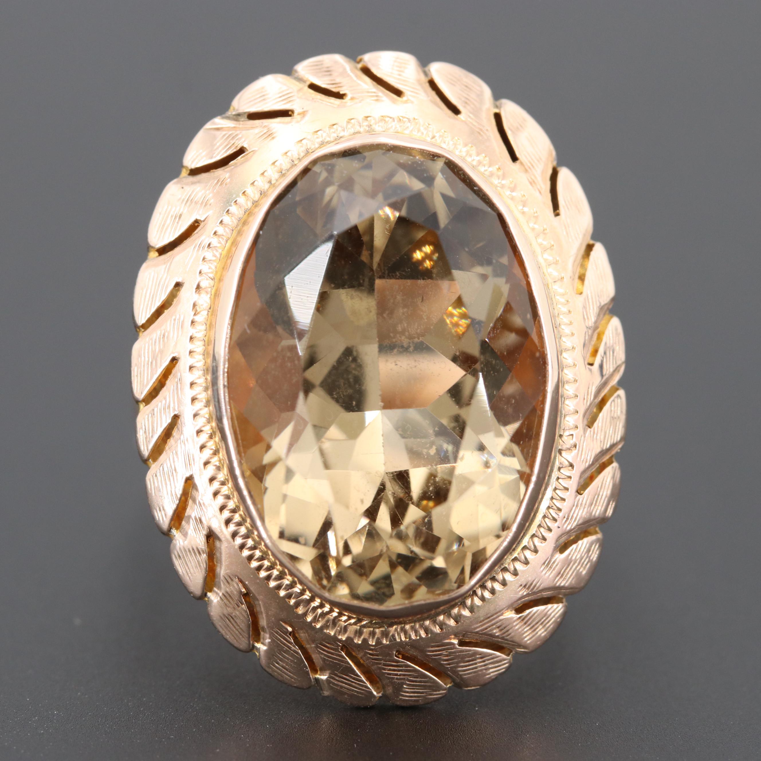 Vintage 10K Rose Gold Citrine Ring