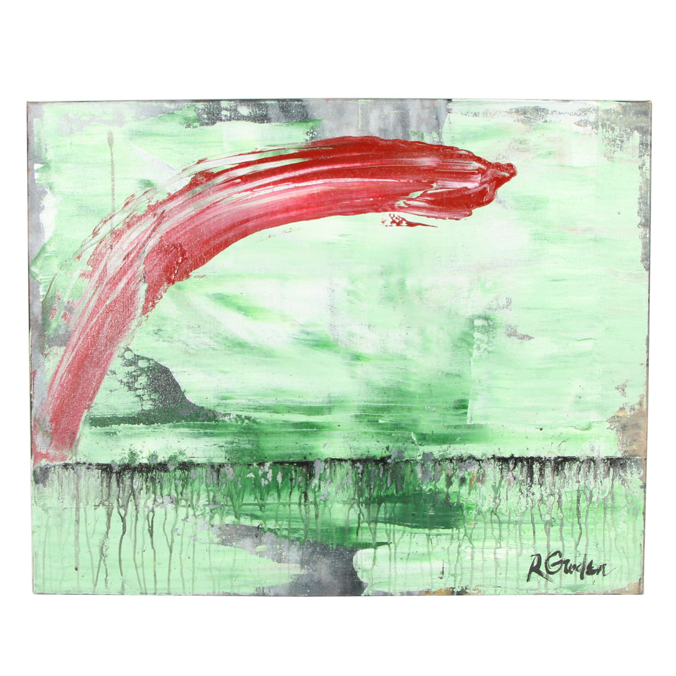 Randy Groden Mixed Media Painting "Looking Back"