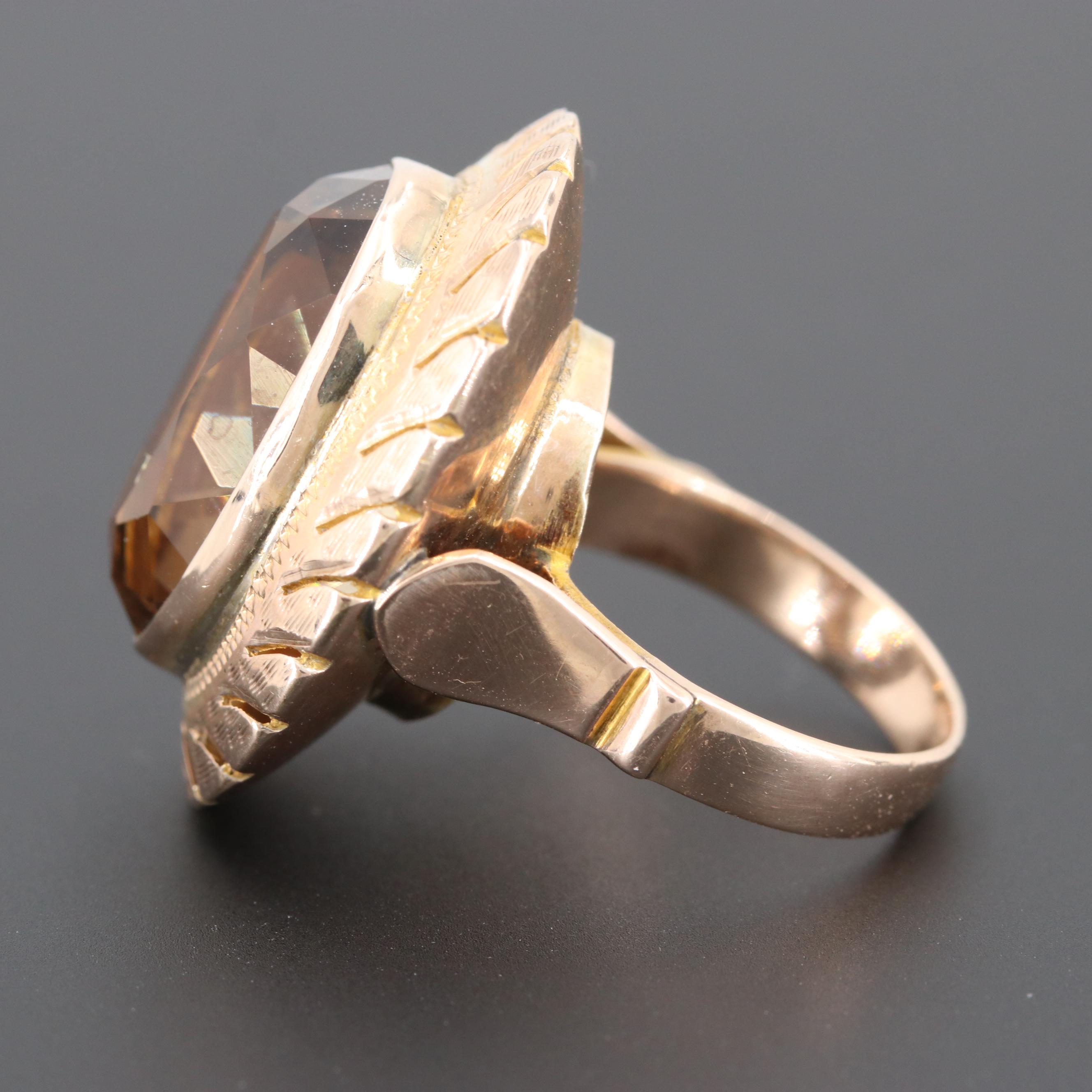 Vintage 10K Rose Gold Citrine Ring