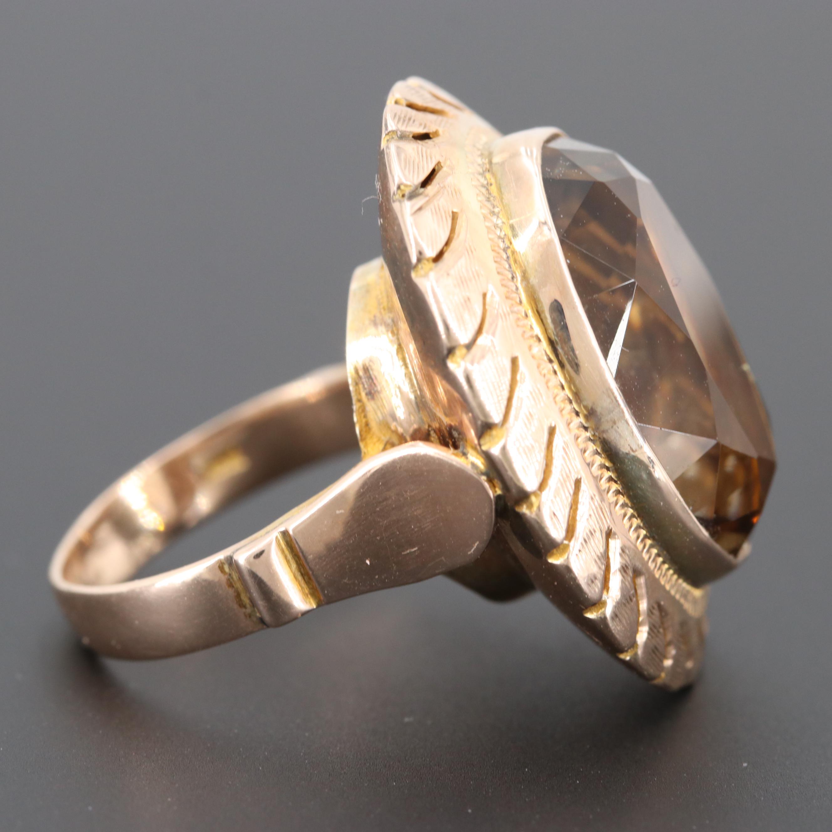 Vintage 10K Rose Gold Citrine Ring