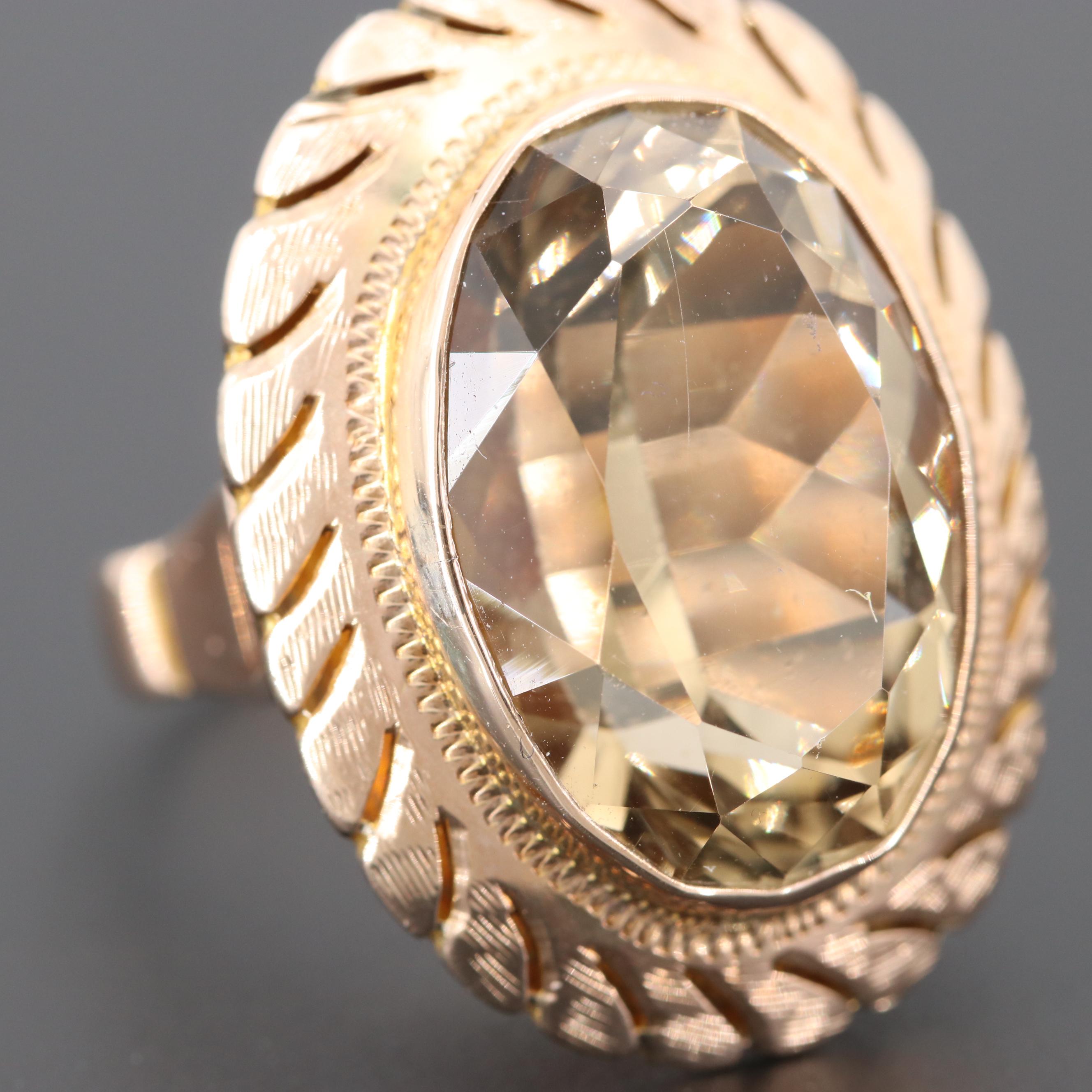 Vintage 10K Rose Gold Citrine Ring