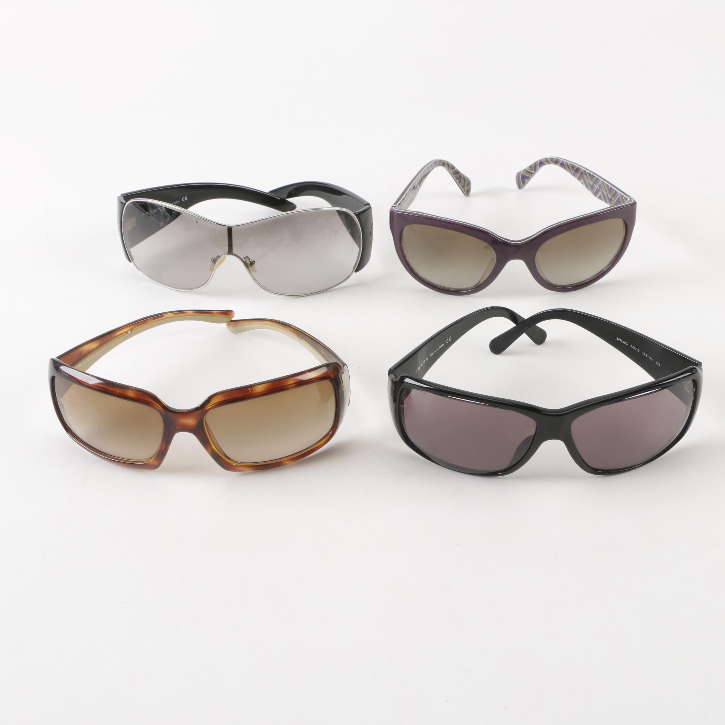 Prada Shield, Wrap and Cat Eye Sunglasses, Made in Italy