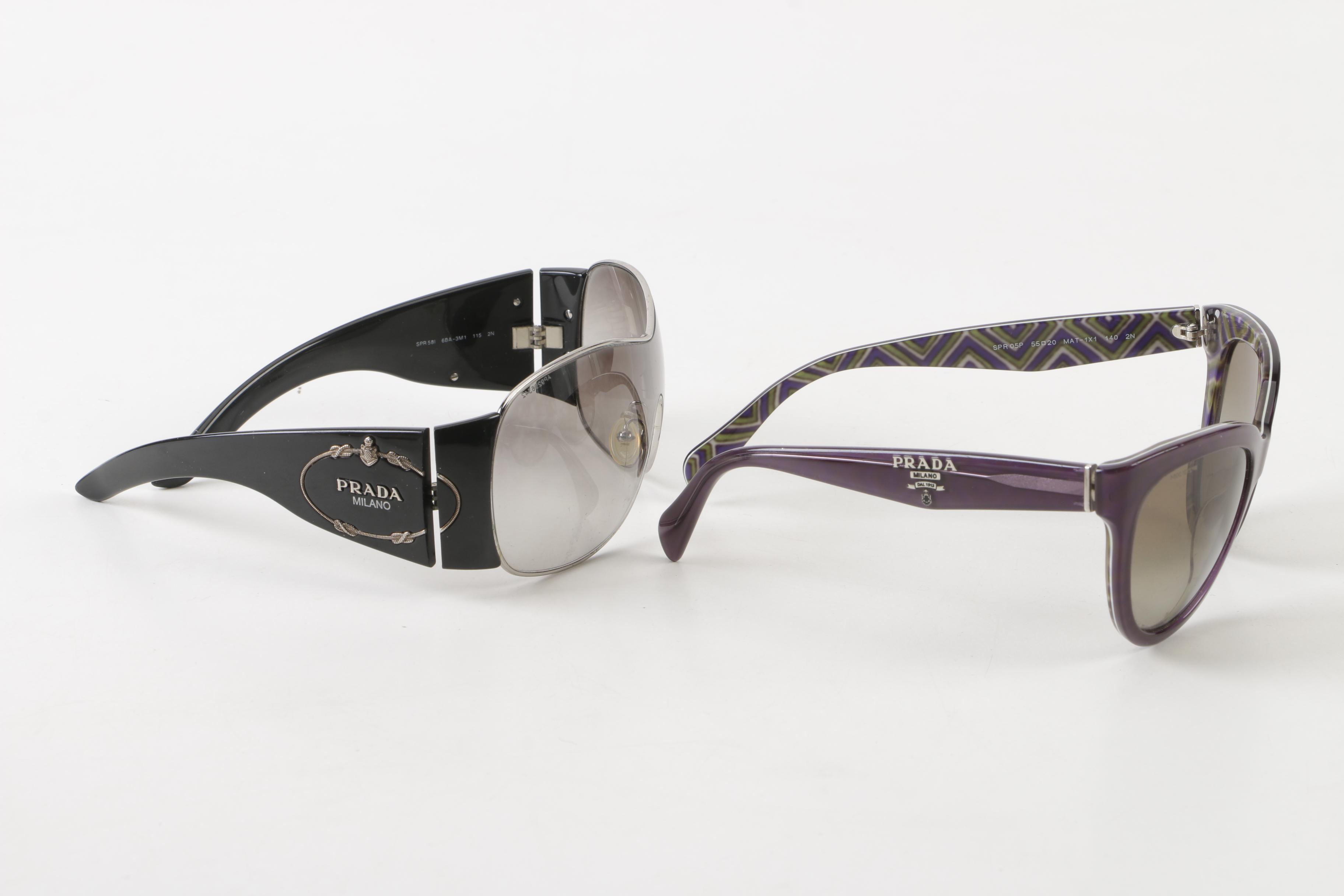 Prada Shield, Wrap and Cat Eye Sunglasses, Made in Italy