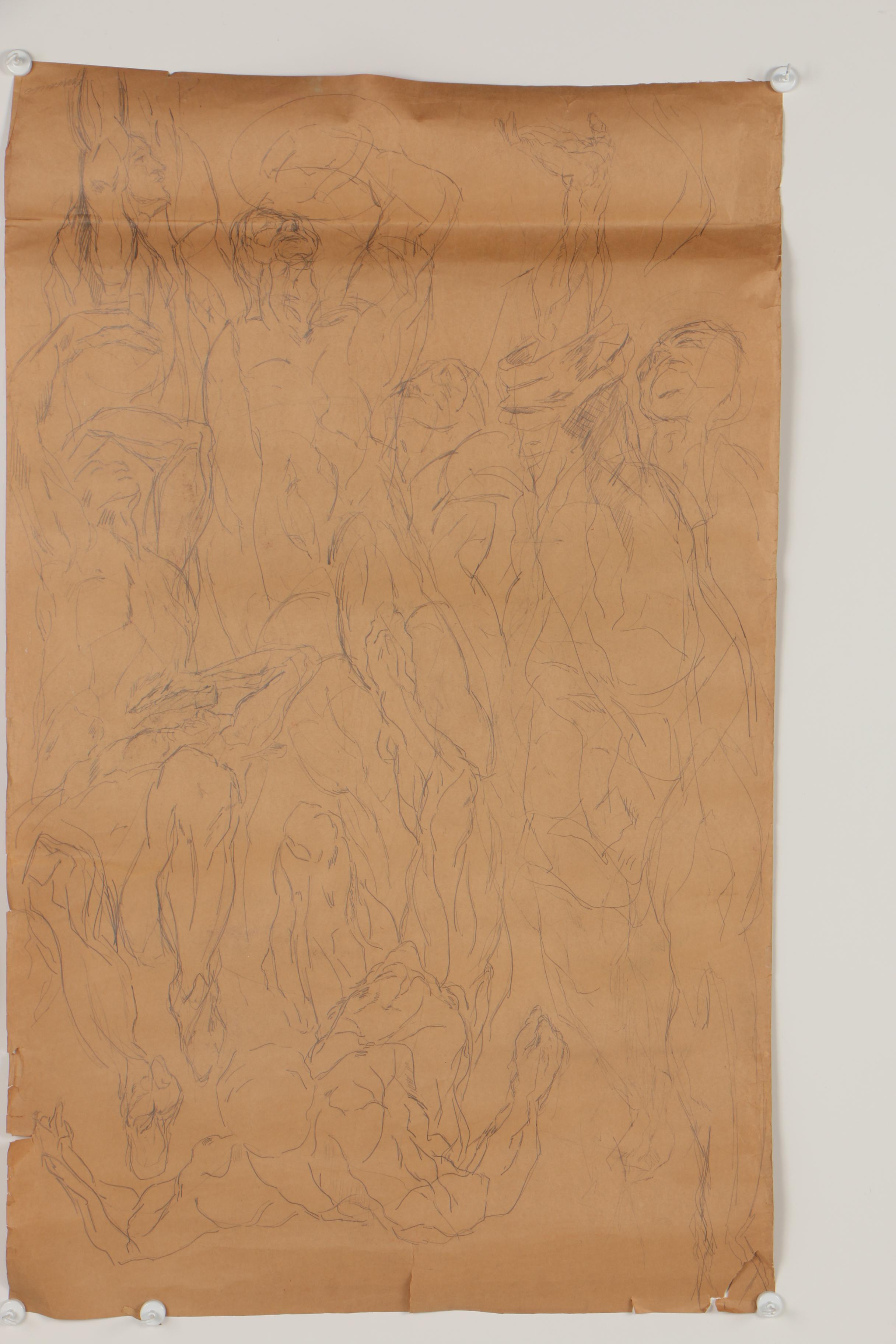 Oscar Murillo Graphite Figure Drawings