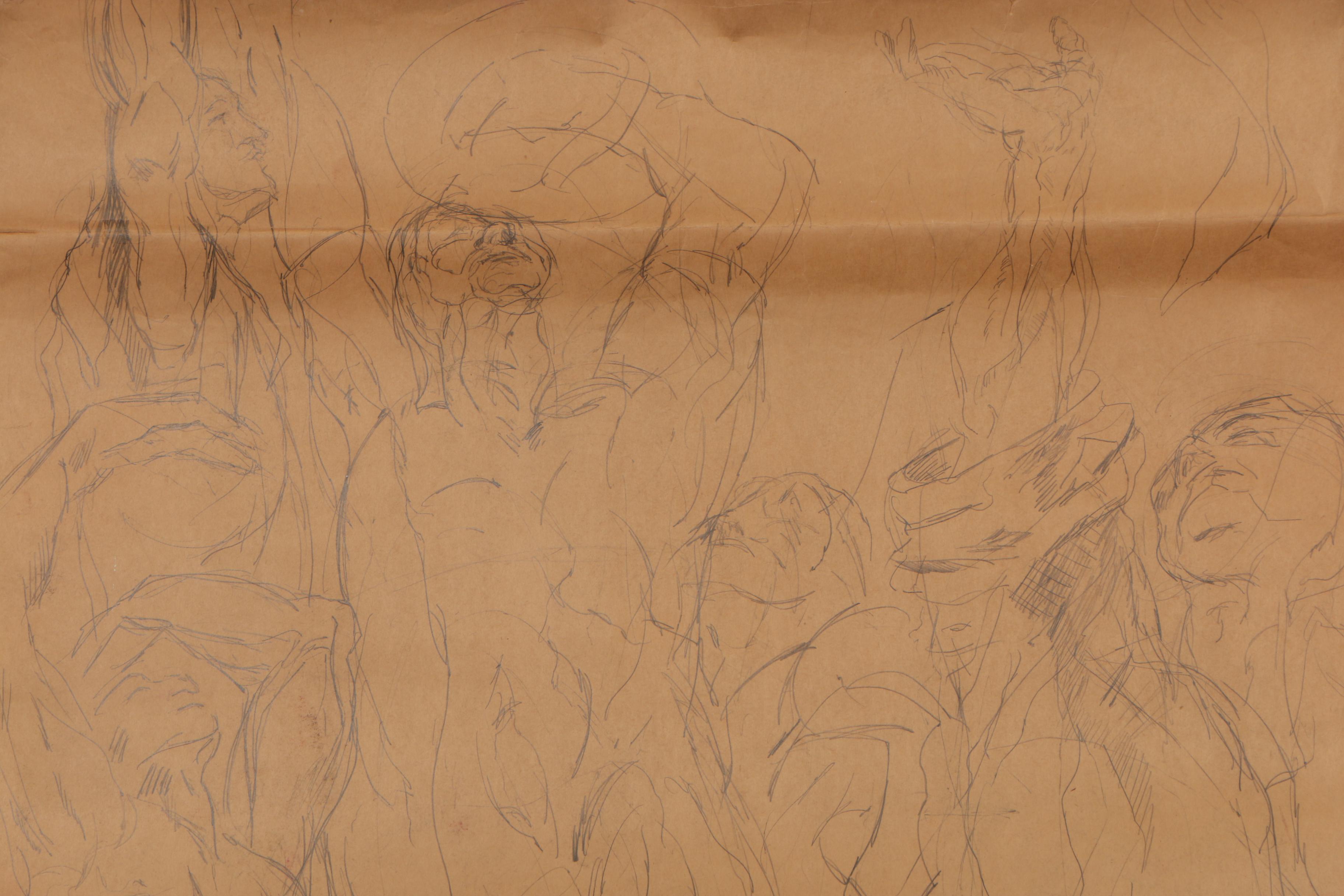 Oscar Murillo Graphite Figure Drawings