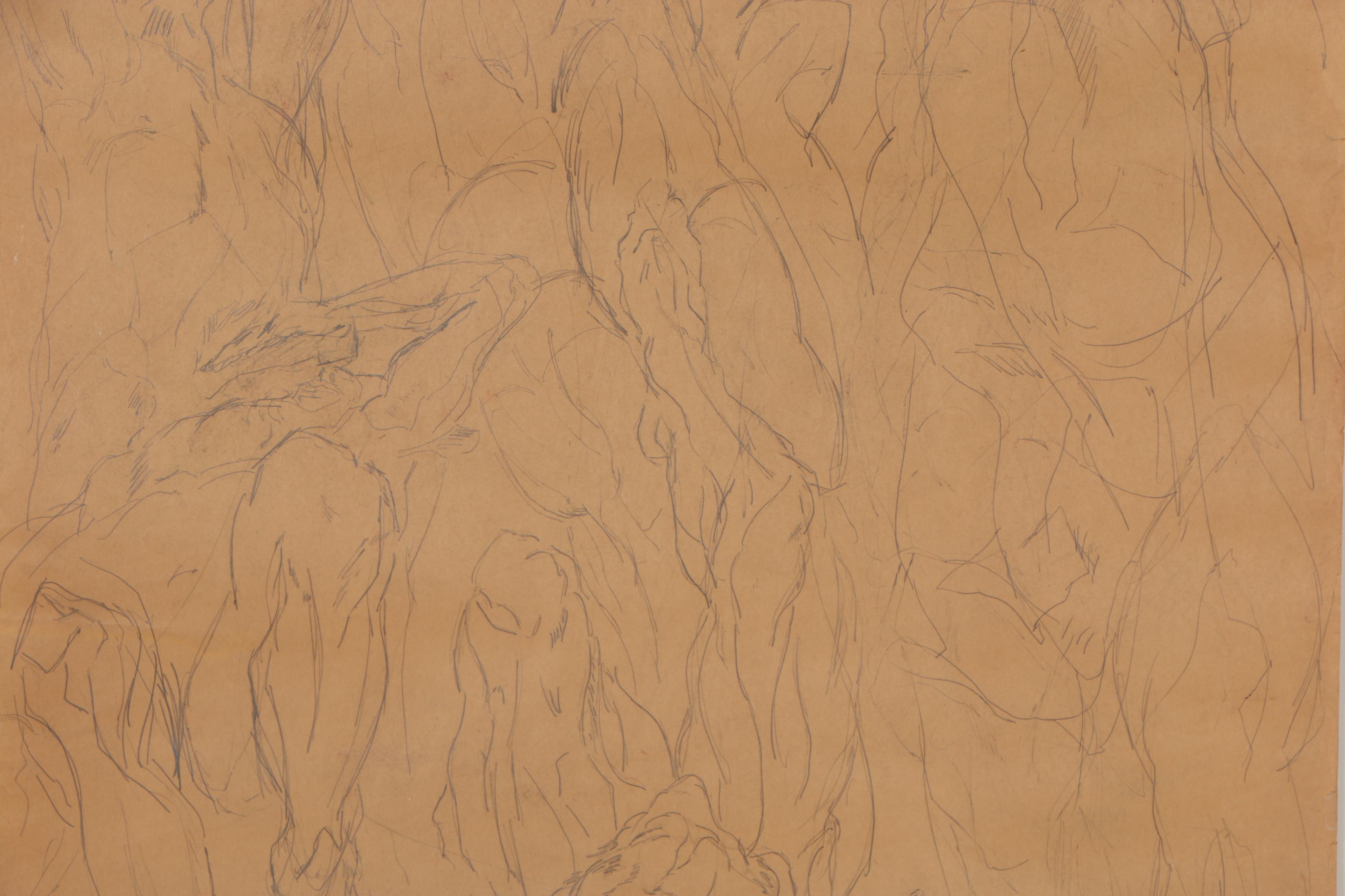 Oscar Murillo Graphite Figure Drawings