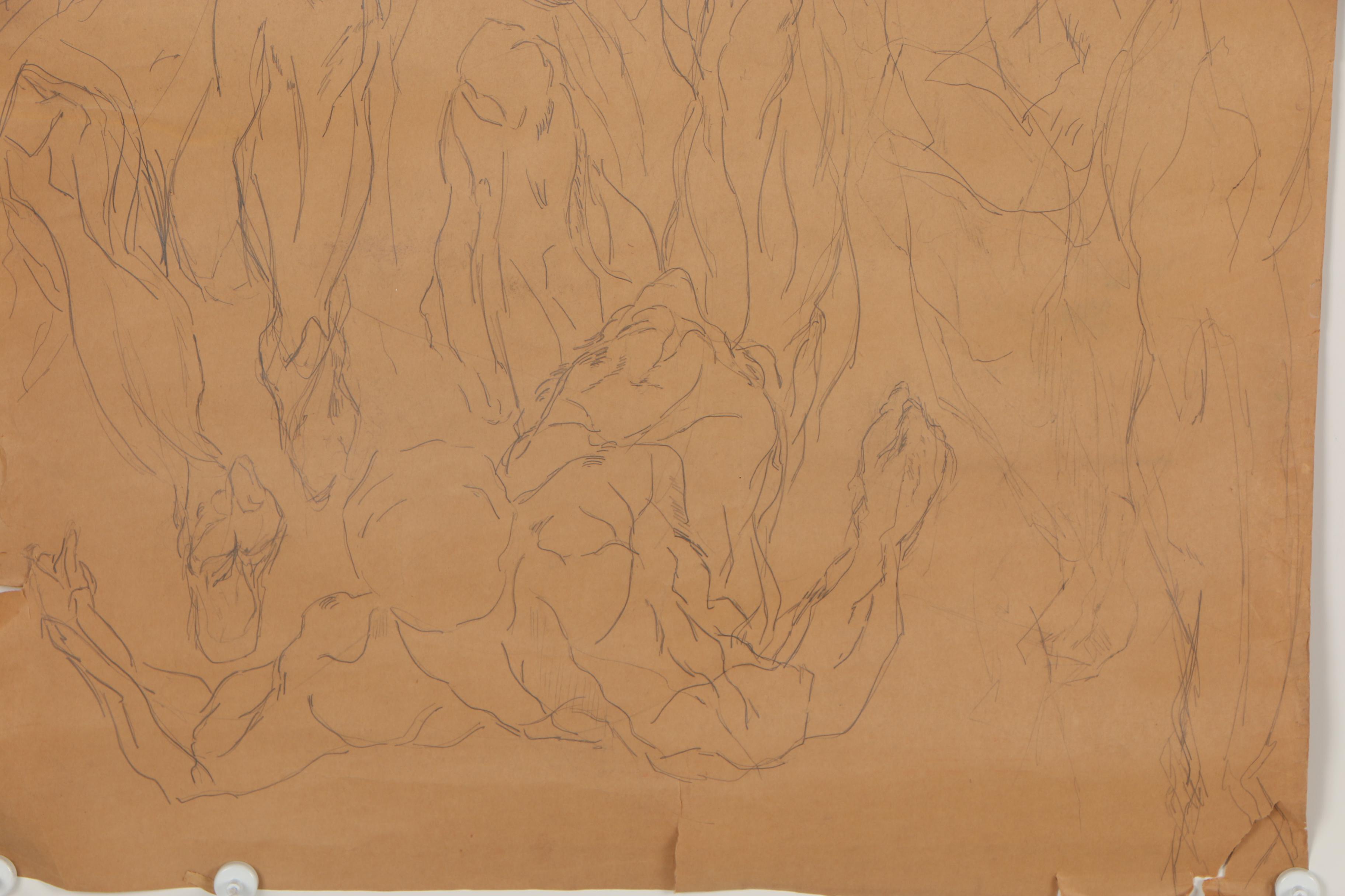 Oscar Murillo Graphite Figure Drawings