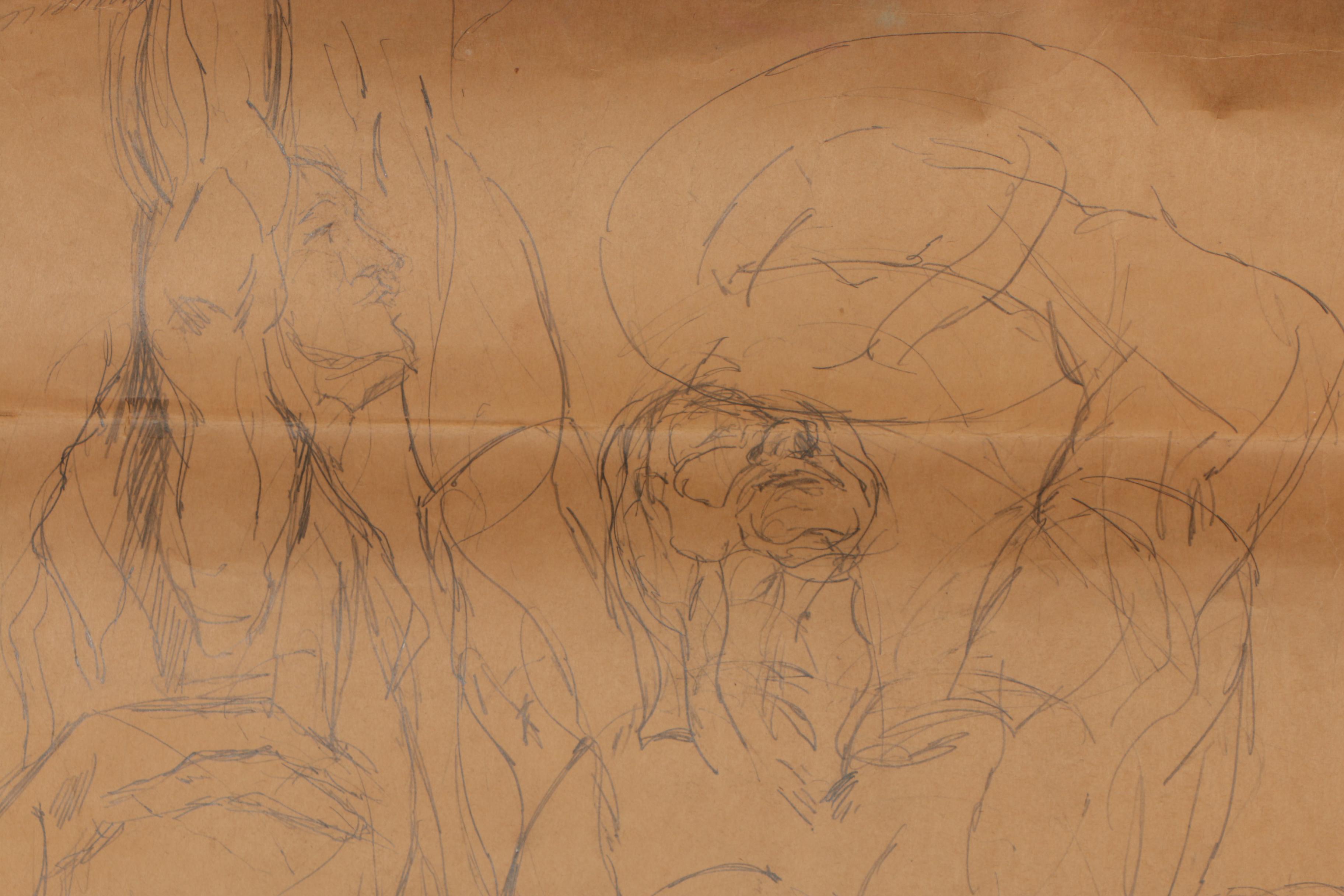 Oscar Murillo Graphite Figure Drawings