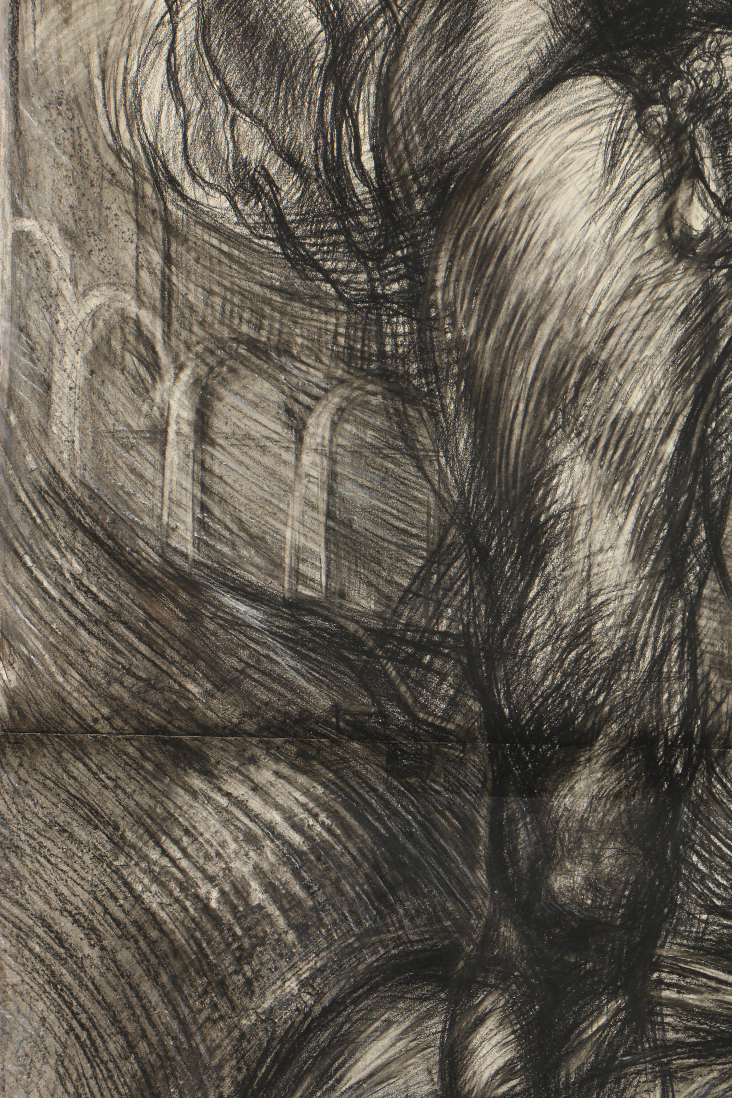 Esther Liu 1979 Mixed Media Figural Drawing