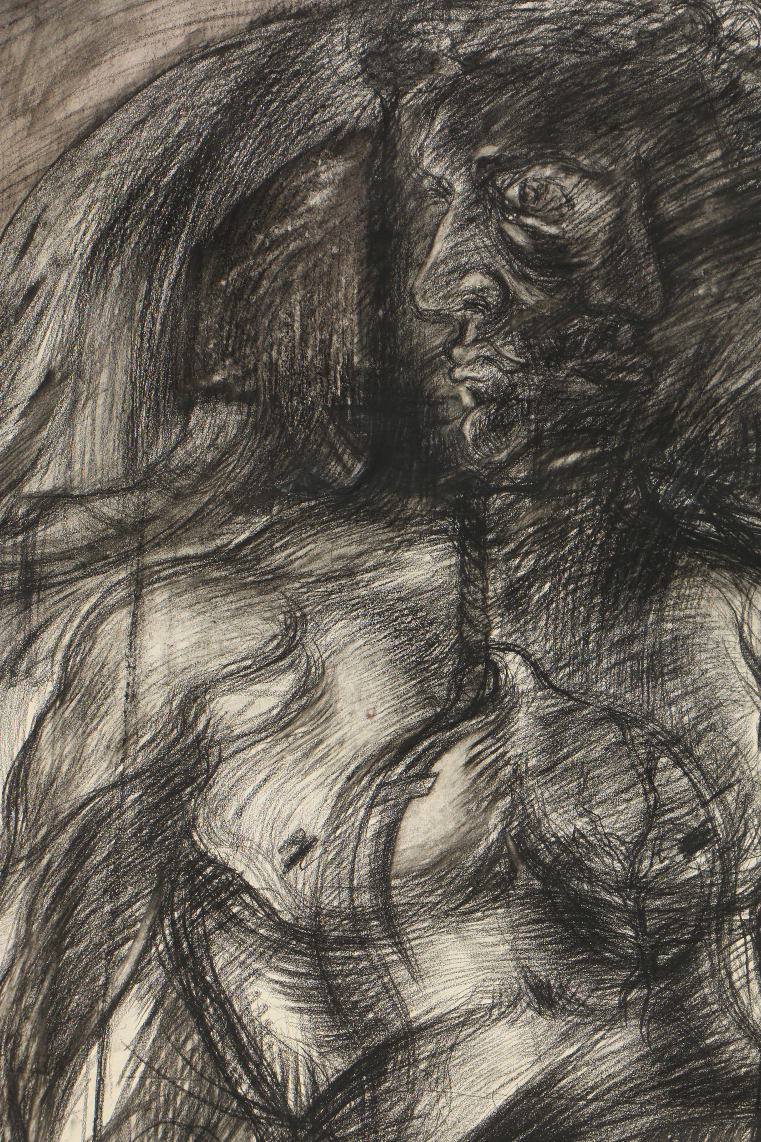 Esther Liu 1979 Mixed Media Figural Drawing