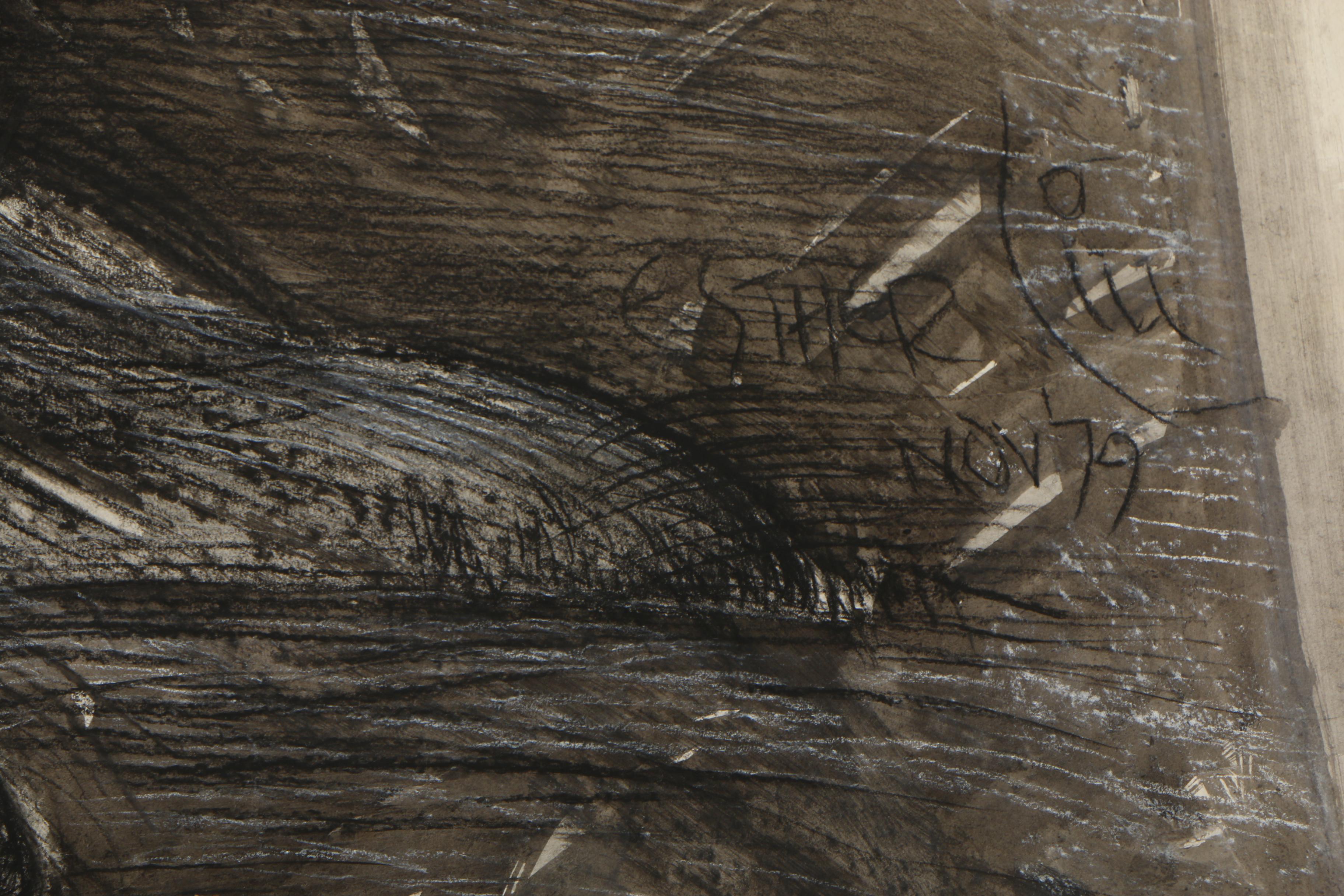 Esther Liu 1979 Mixed Media Figural Drawing