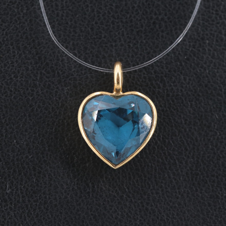 18K Yellow Gold Synthetic Spinel Heart Pendant