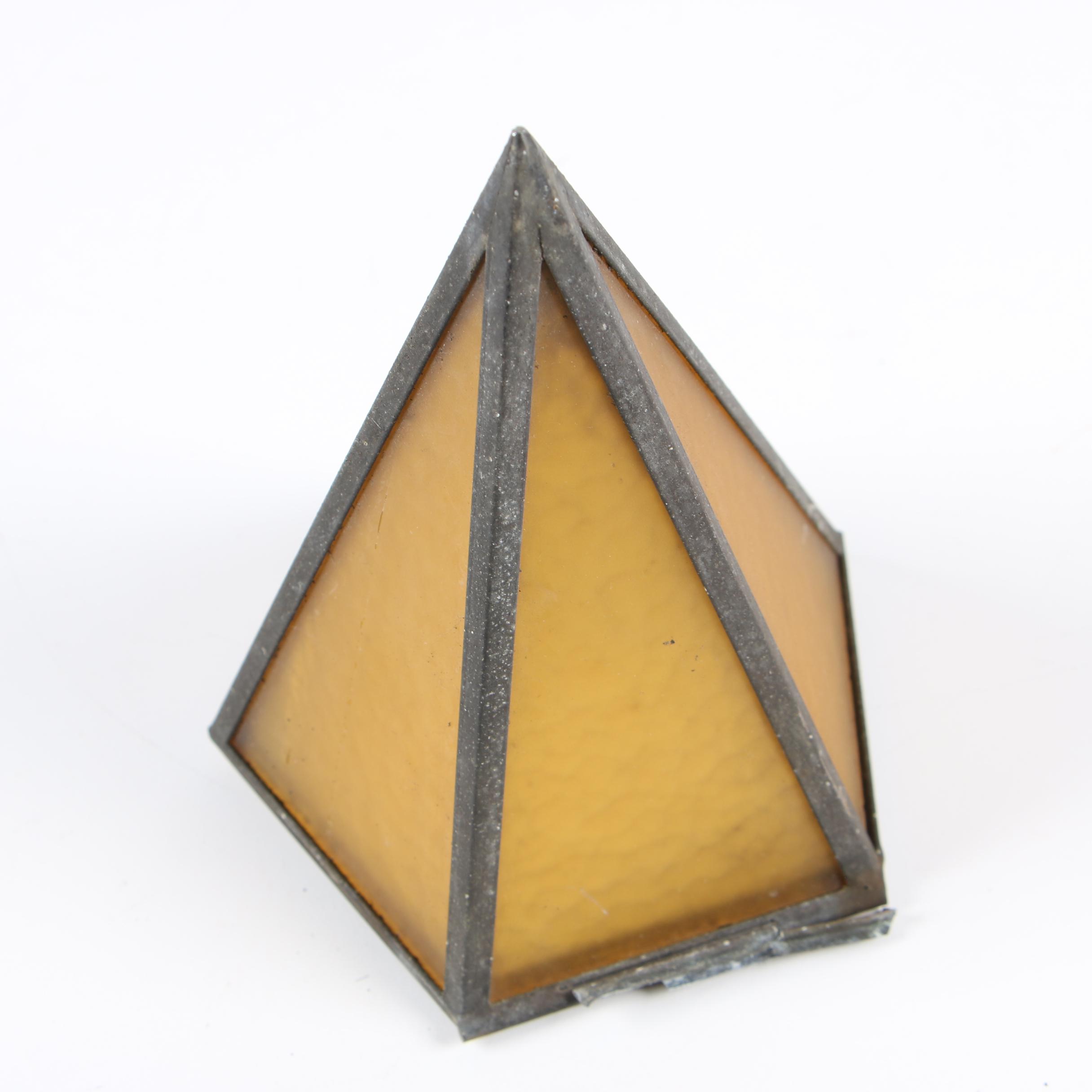 Moravian Star Amber Glass Pendant with String Lights