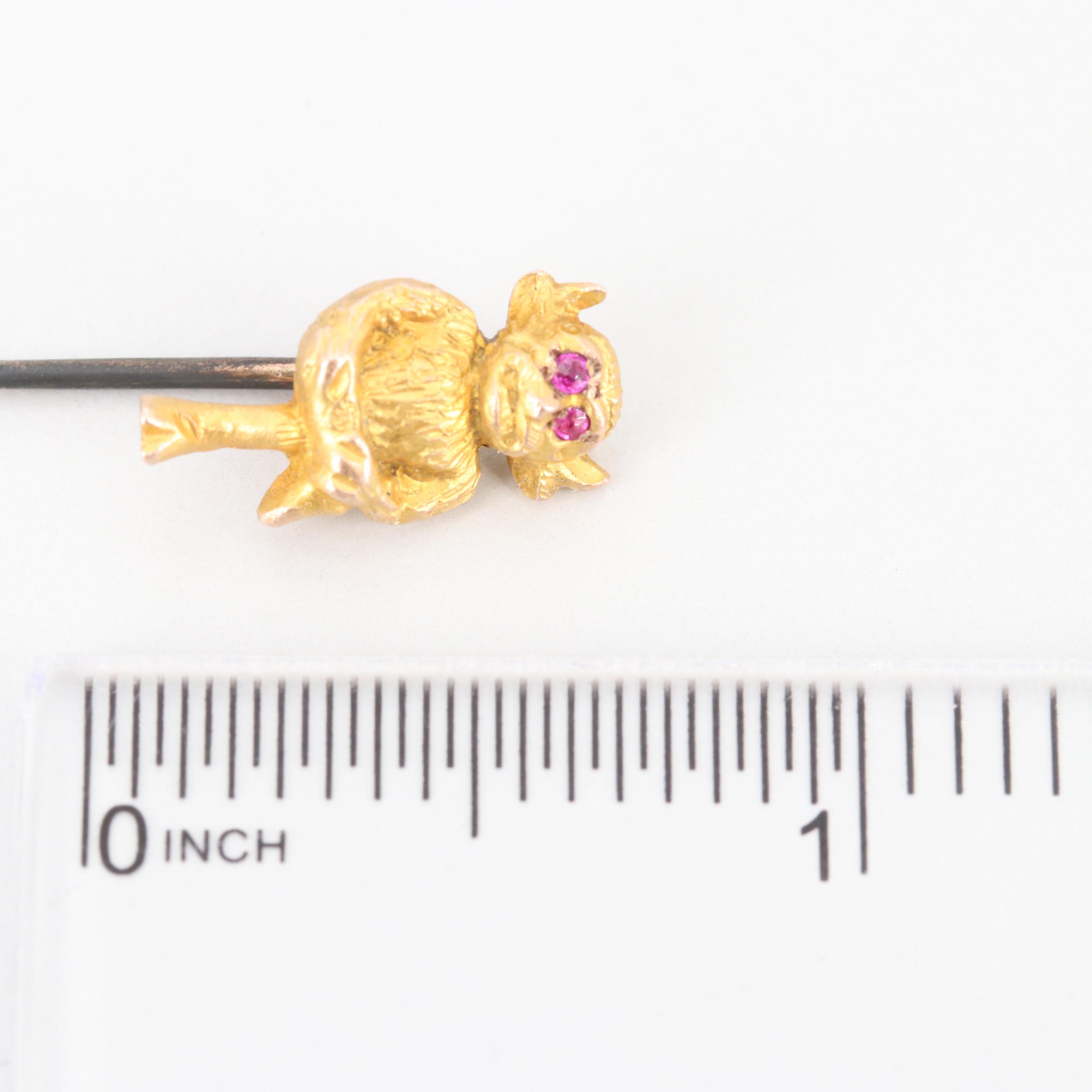 9K Yellow Gold Cufflinks and Ruby Stick Pin of the Lincoln Imp