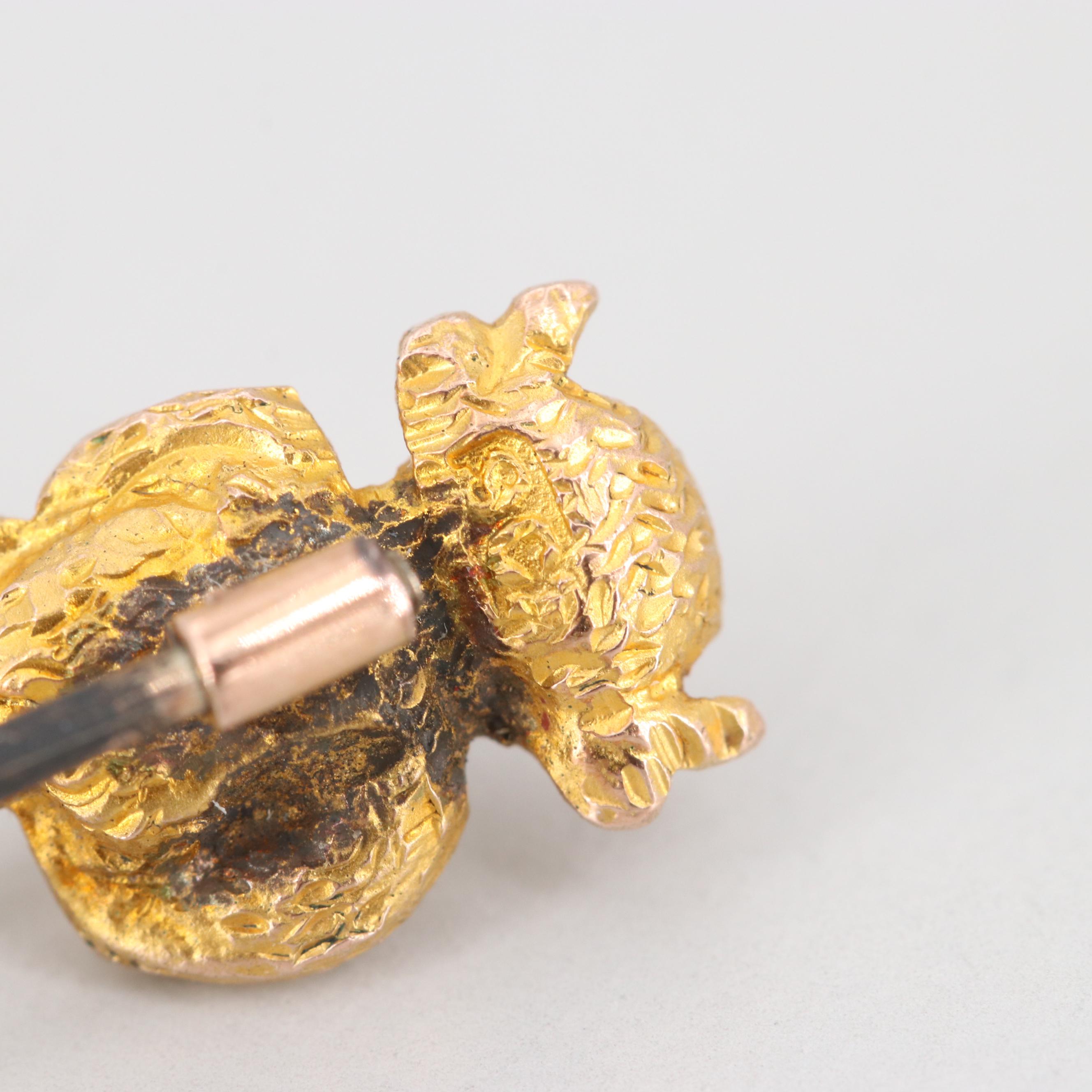 9K Yellow Gold Cufflinks and Ruby Stick Pin of the Lincoln Imp