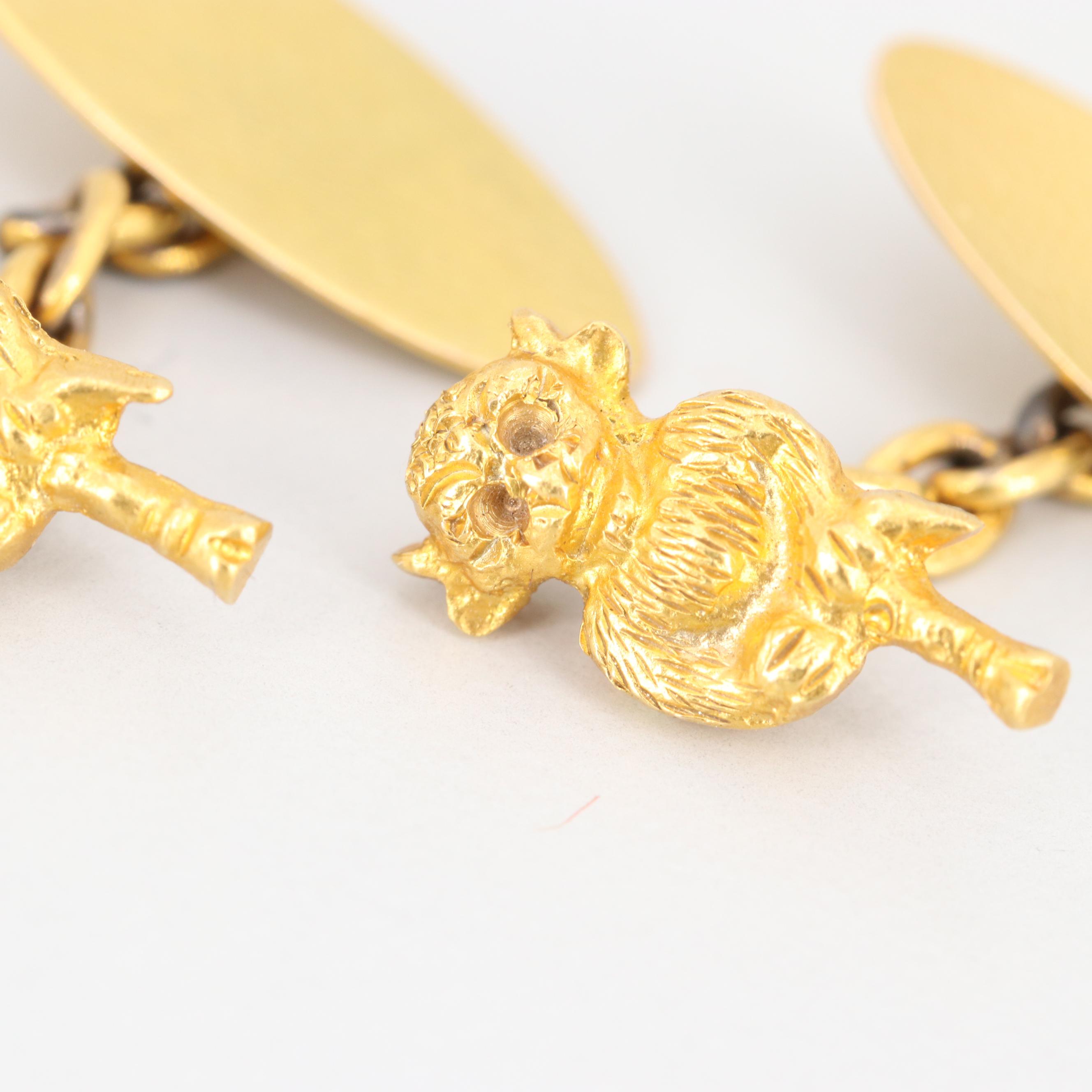 9K Yellow Gold Cufflinks and Ruby Stick Pin of the Lincoln Imp