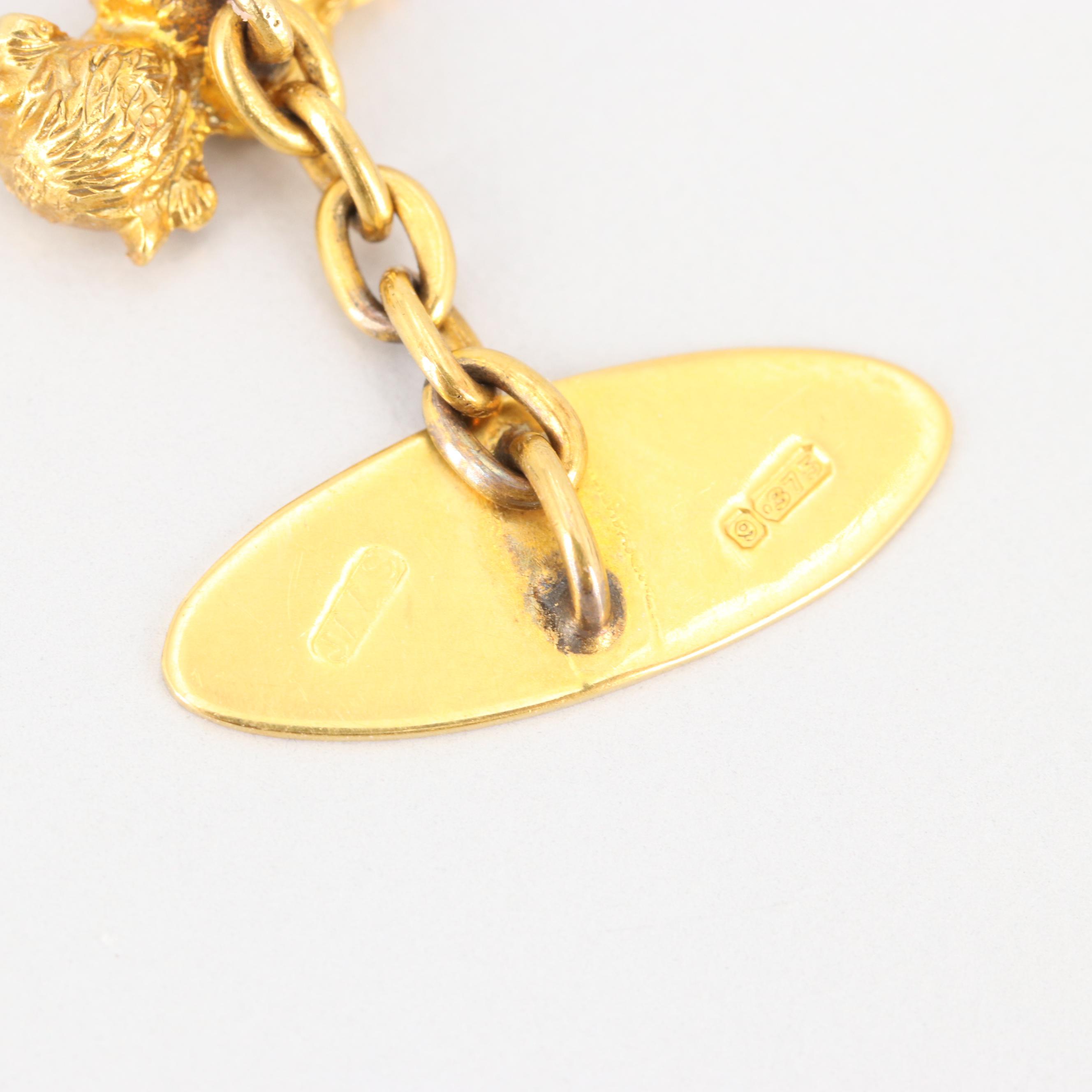 9K Yellow Gold Cufflinks and Ruby Stick Pin of the Lincoln Imp