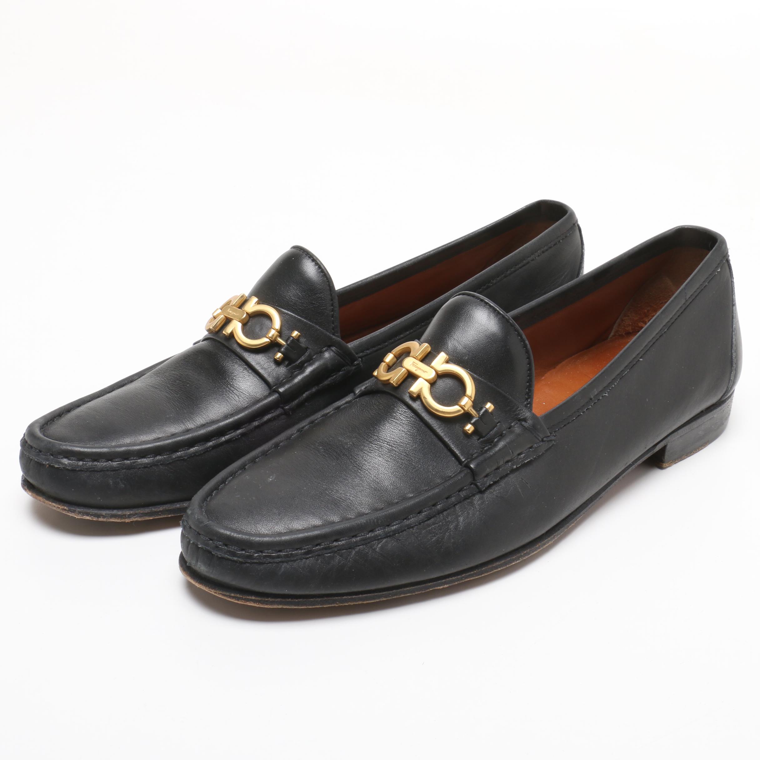 Men's Salvatore Ferragamo Detroit and Firenze Black Leather Loafers