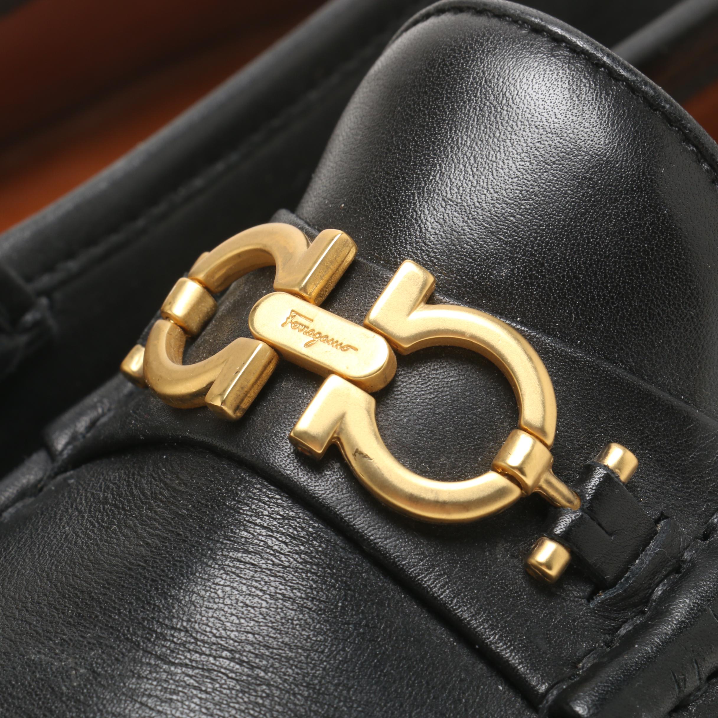 Men's Salvatore Ferragamo Detroit and Firenze Black Leather Loafers