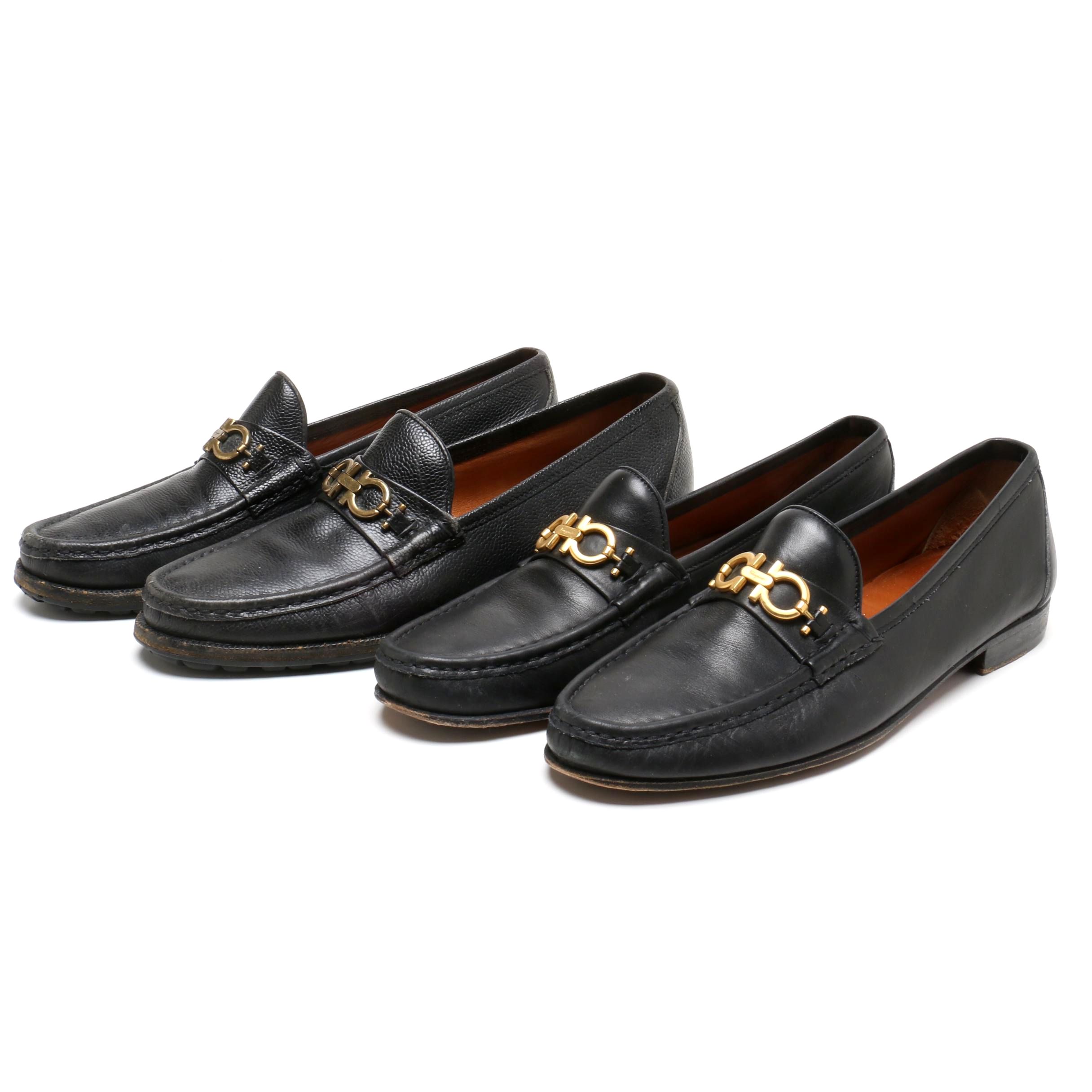 Men's Salvatore Ferragamo Detroit and Firenze Black Leather Loafers